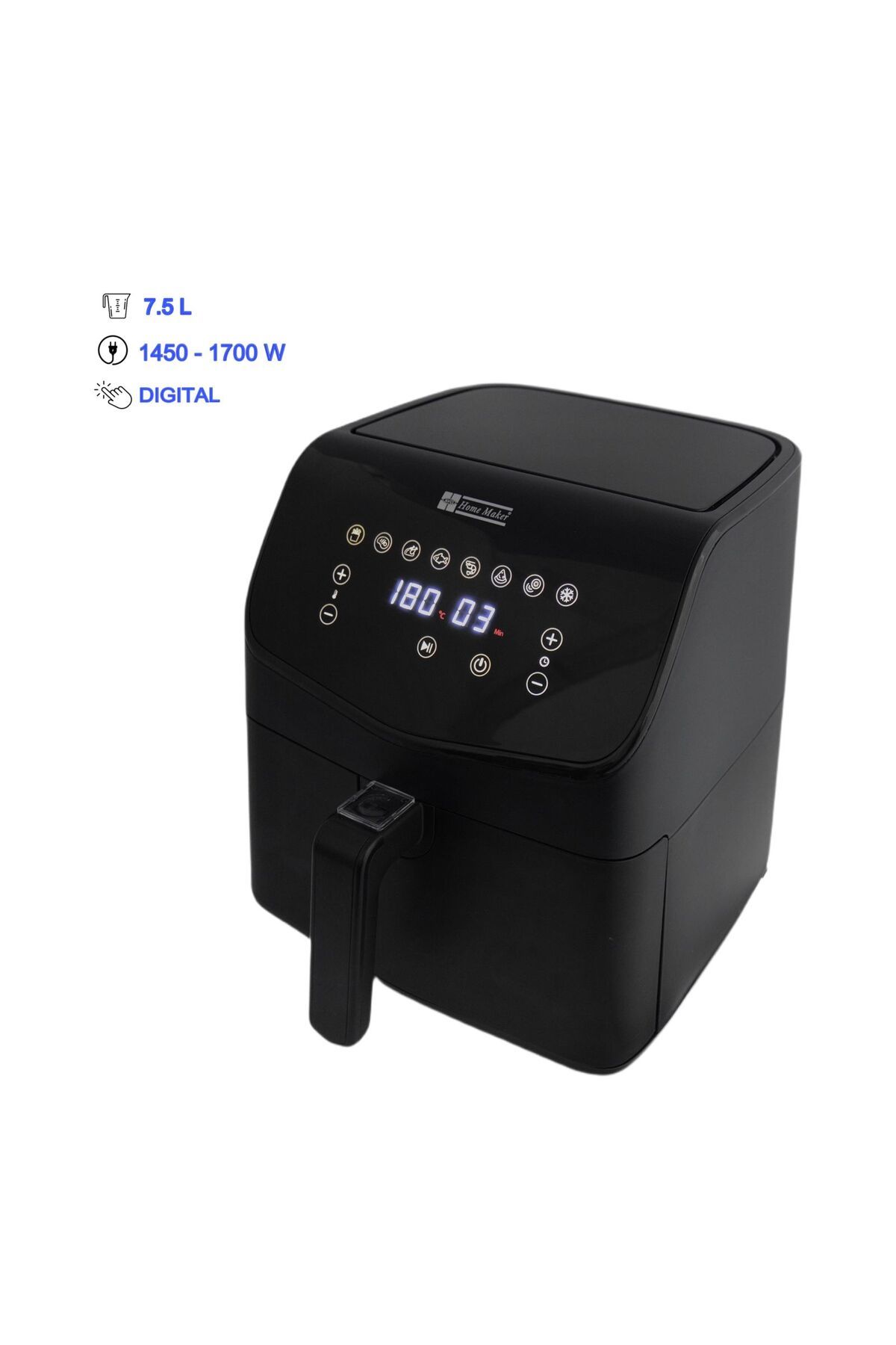 AVCI HOME MAKER-Home Maker  Air Fryer 7.5L, 1450-1700W, Preset Programs, Timer & Temp Control, Nonstick Basket 1