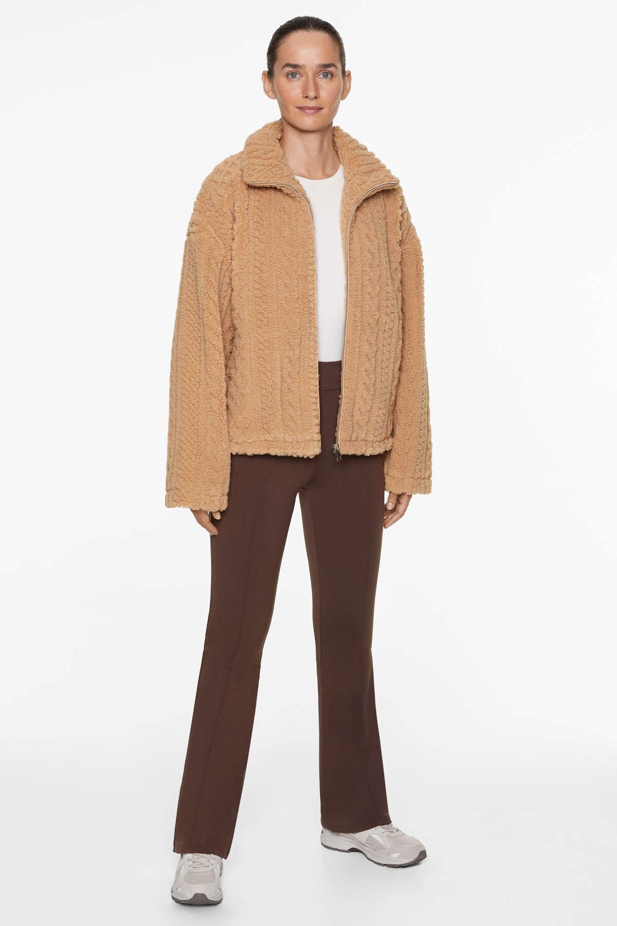 Oysho-Faux Wool Fabric Hair Knitted Jacket - K 3