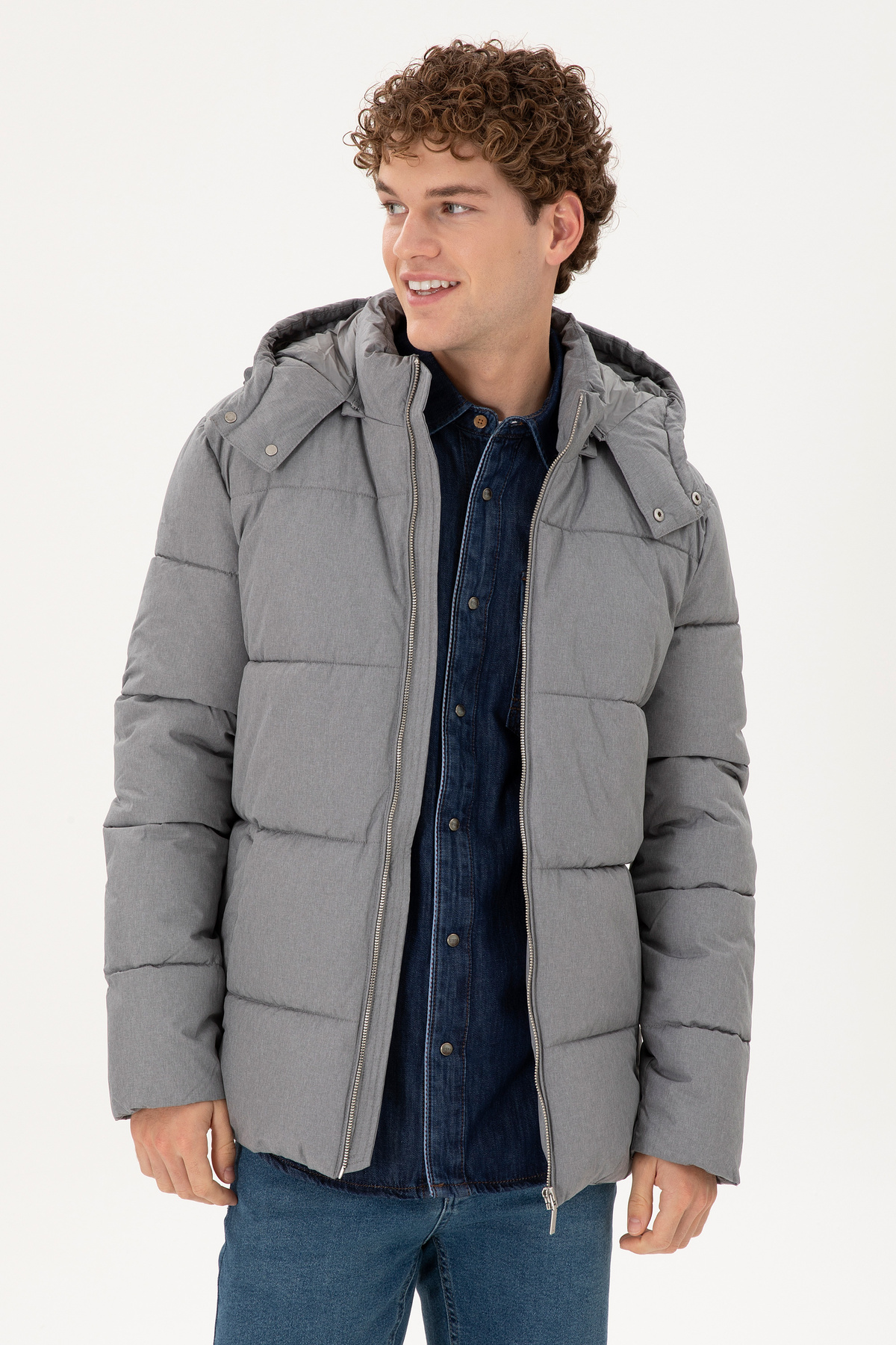 یو اس پولو ژاکت خاکستری مردانه ۵۰۲۹۰۸۰۳-VR۰۲۴