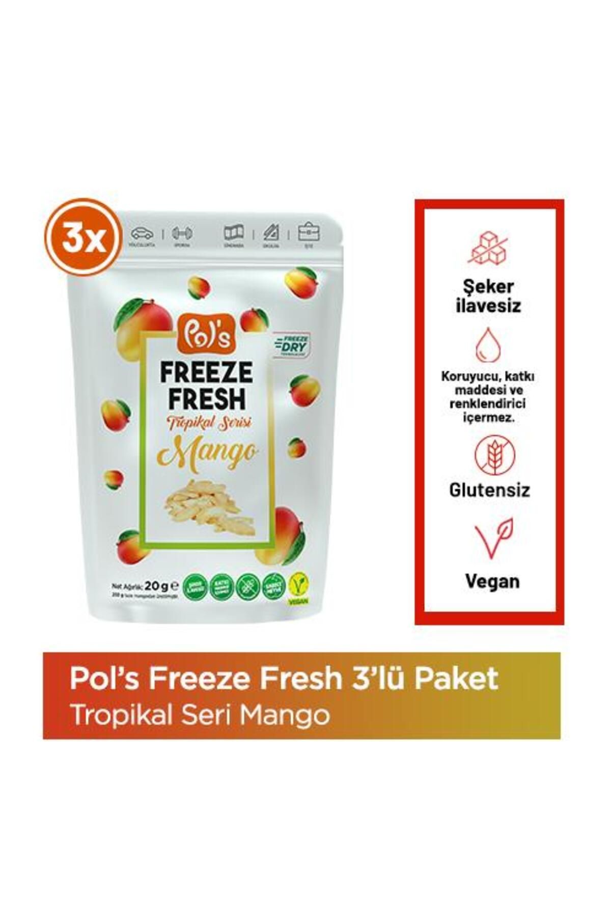 Freeze Fresh Mango 20 gr X3 Adet Freeze Dry Dondurularak Kurutulmuş Meyve