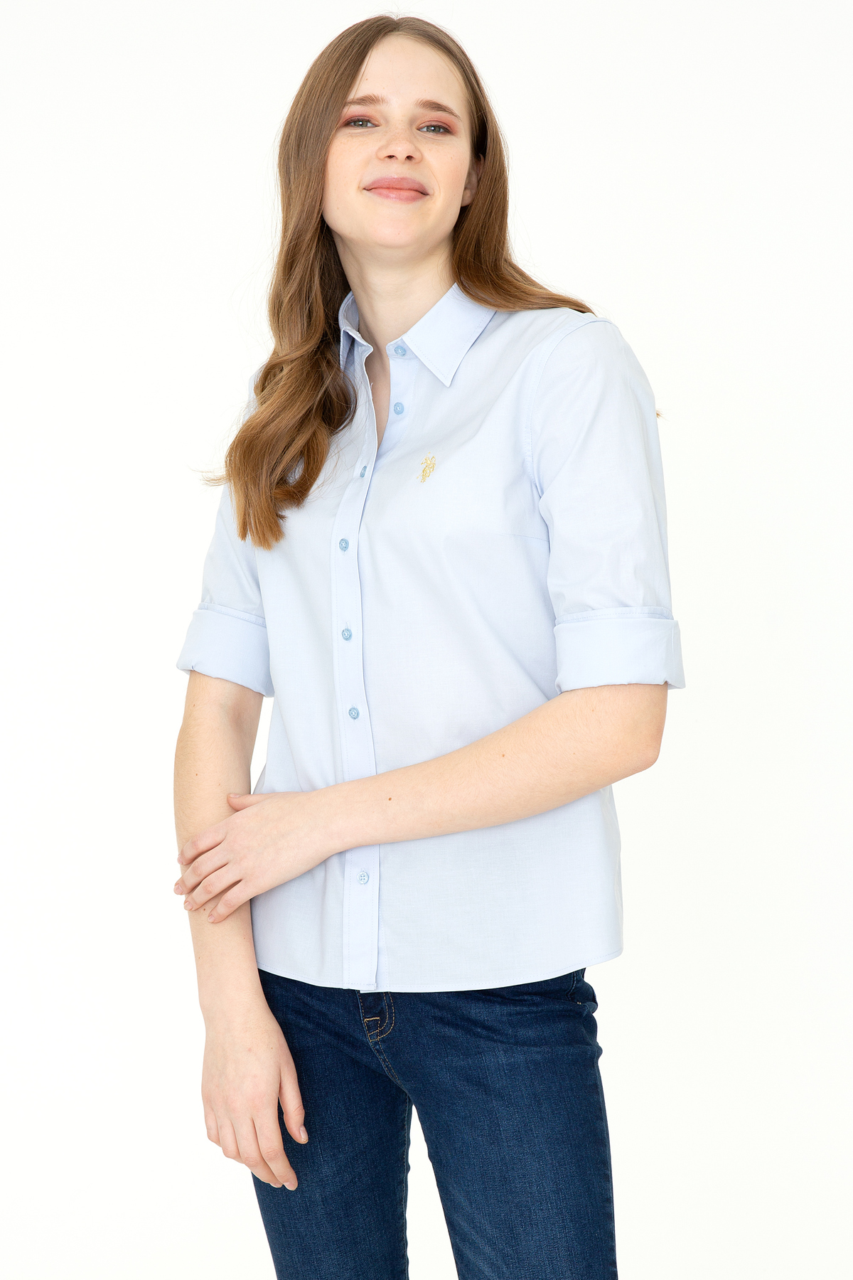 پیراهن بیسیک زنانه آبی روشن آستینبلند 50246462-VR003 — 3