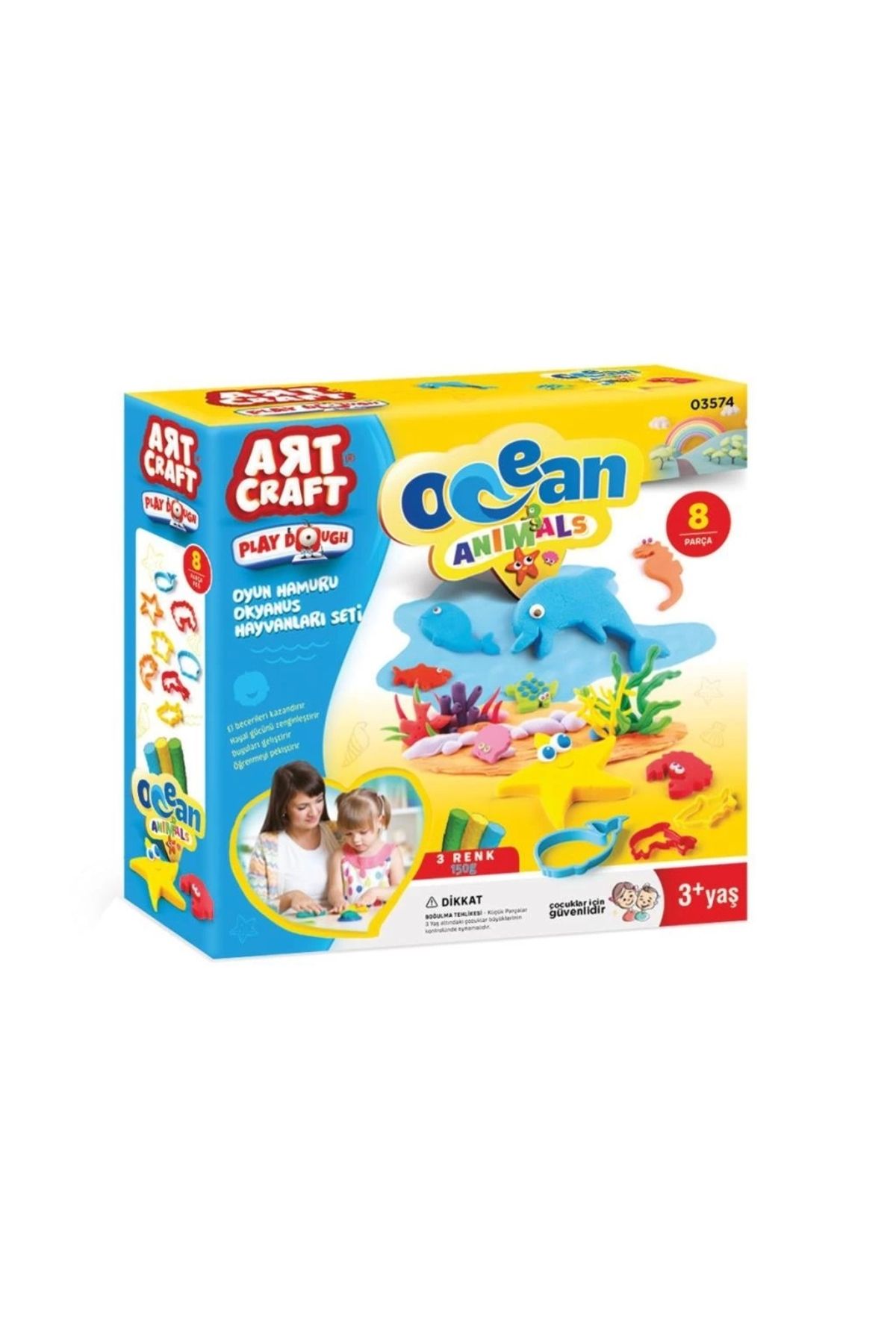 Finetoo Çocuk 03574 Okyanus Hayvanları Seti Oyun Hamuru 150 gr -Dede