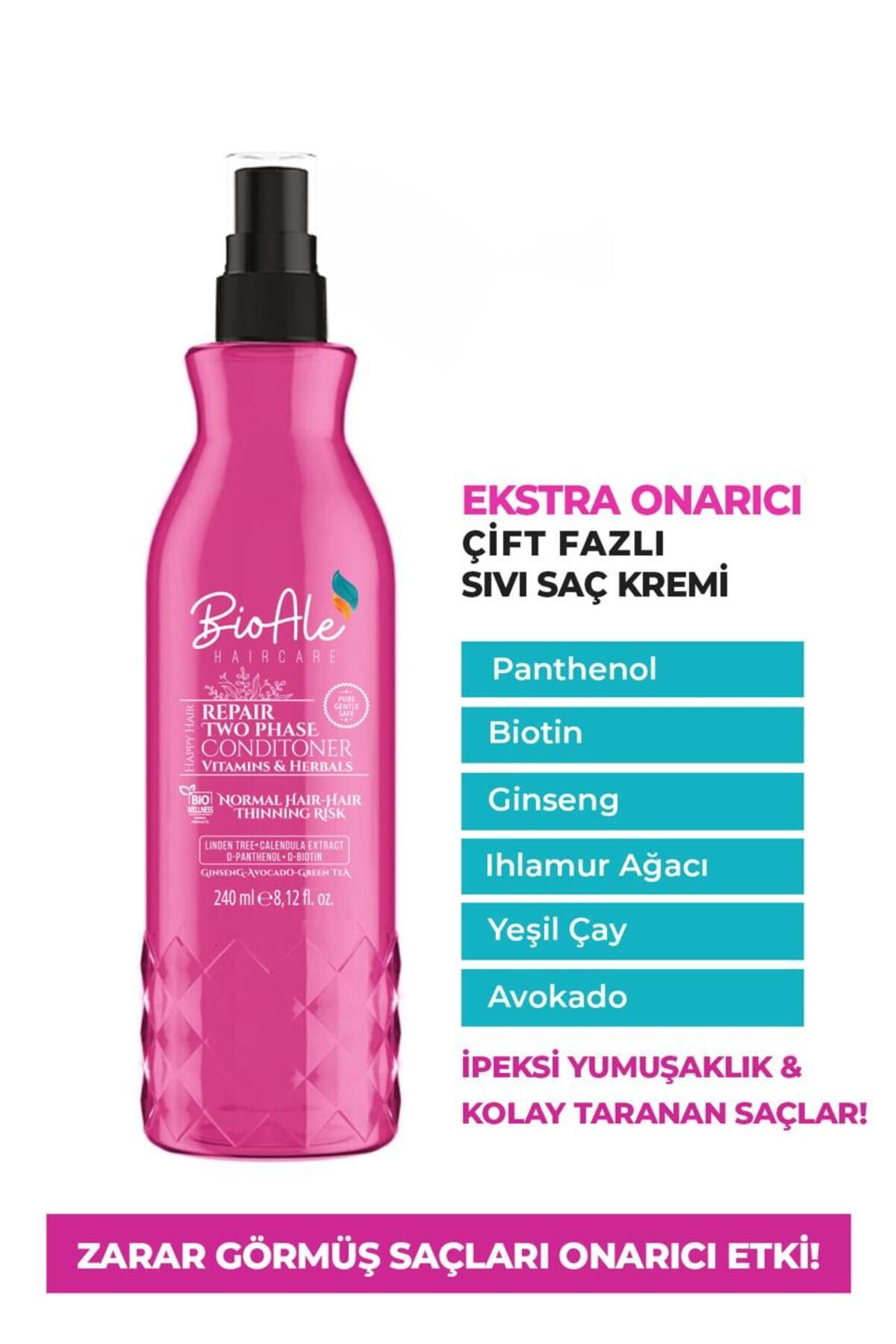 BioAle Haircare Onarıcı Fön Suyu Panthenol ,Ginseng ,Ihlamur Ağacı, Yeşil Çay 240 ml