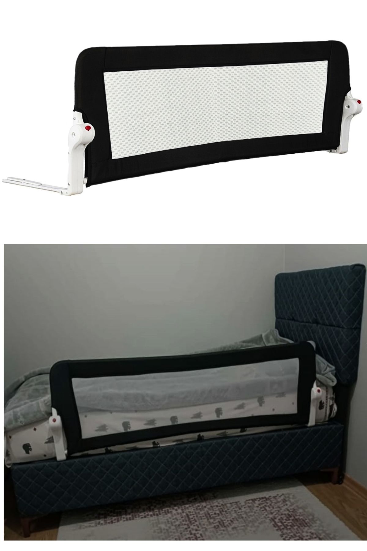 USF-Baby Child Protective Bed Barrier 150x65 cm Folding Base Safety Barrier 3