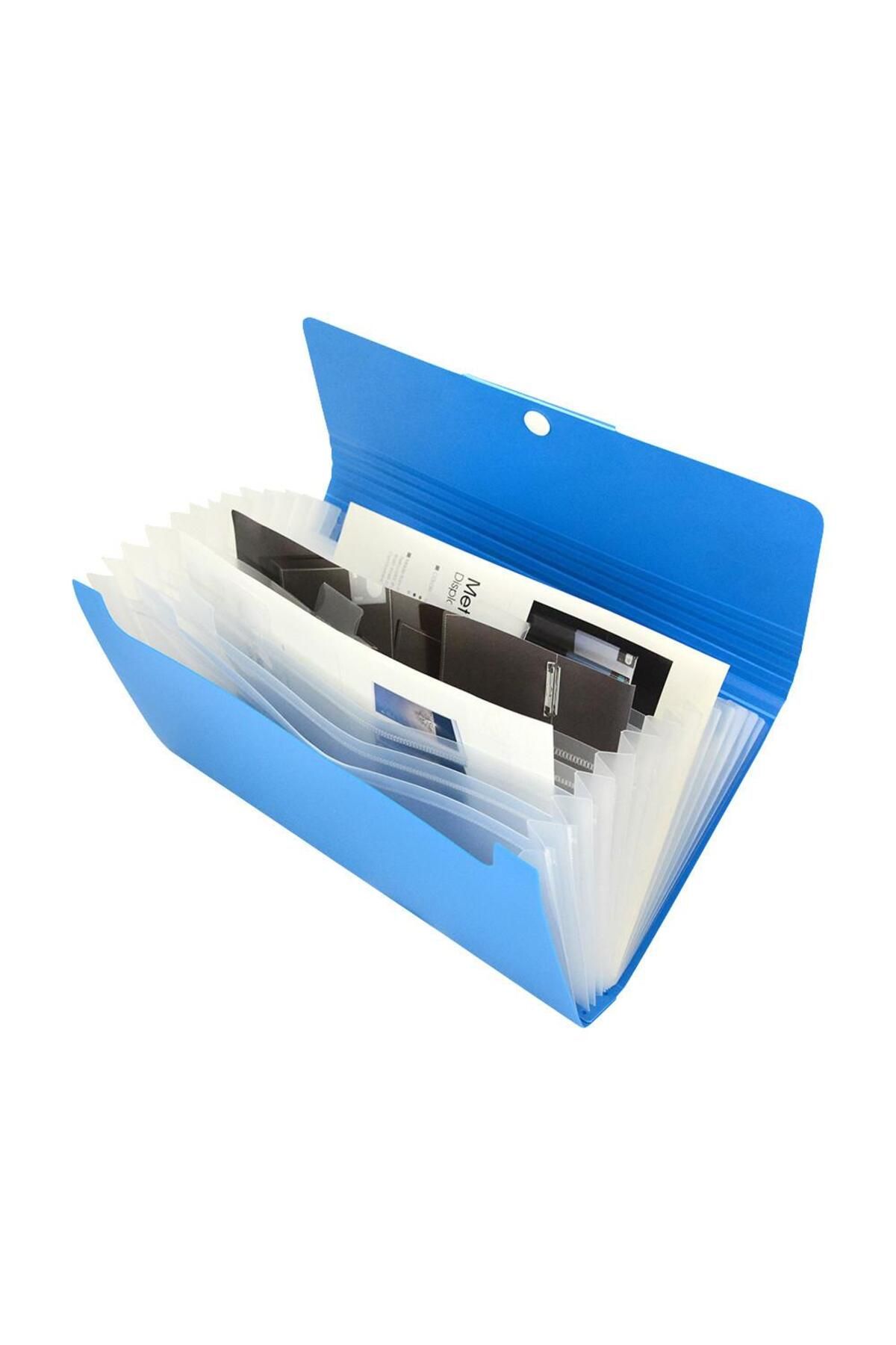 Shuter-F04B 12 Compartment A5 Bellows Document File Blue Code:F04B 4