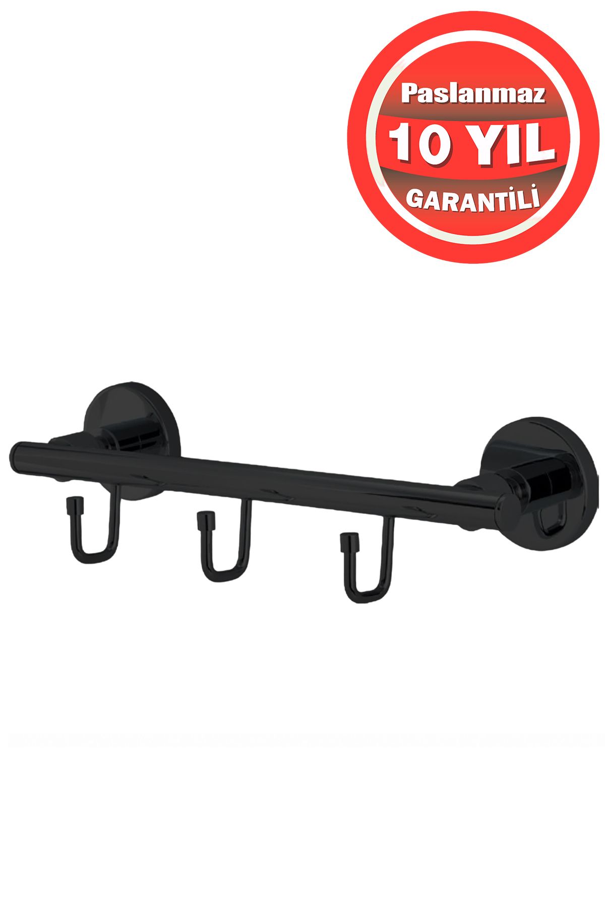 ÇELİK BANYO Paslanmaz Pirinç Mat Siyah Flora 3'Lü Set Askılık