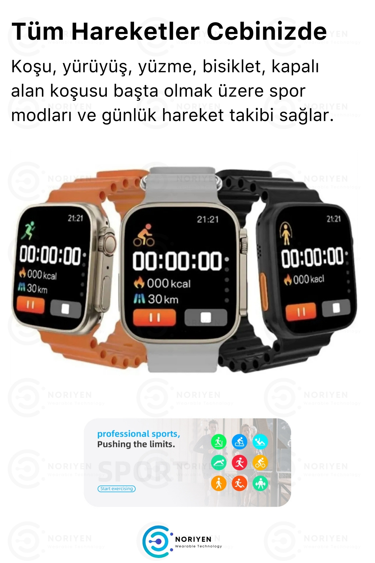 Yeni Nesil Watch 9 7 Kordon Hediyeli 7in1 Spor Sağlık Sensörlü iOS Android Uyumlu Smart Akıllı Saat