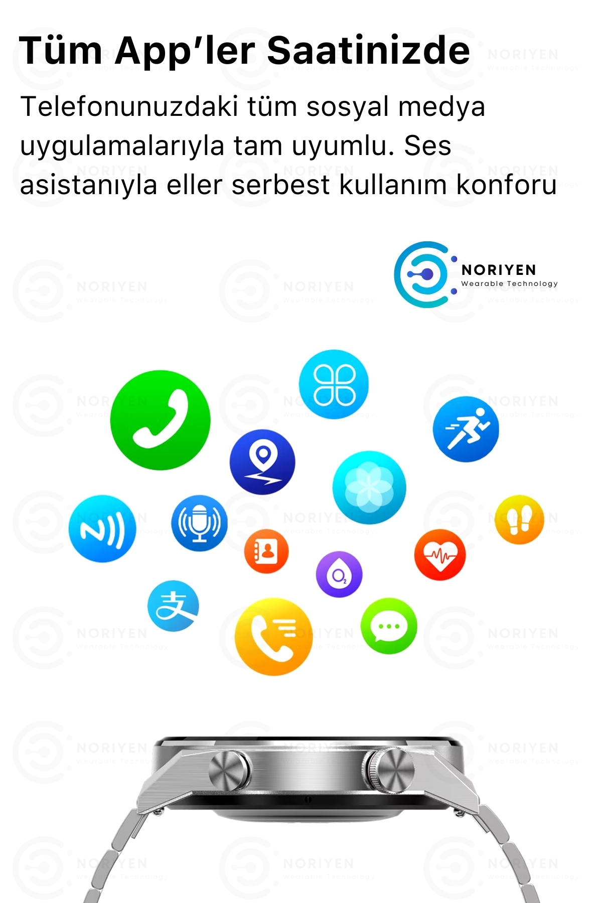 Yeni Nesil Premium IPS Tam HD Ekran Sesli Asistan NFC Çift Kordon Bluetooth DT3 Mate Akıllı Saat