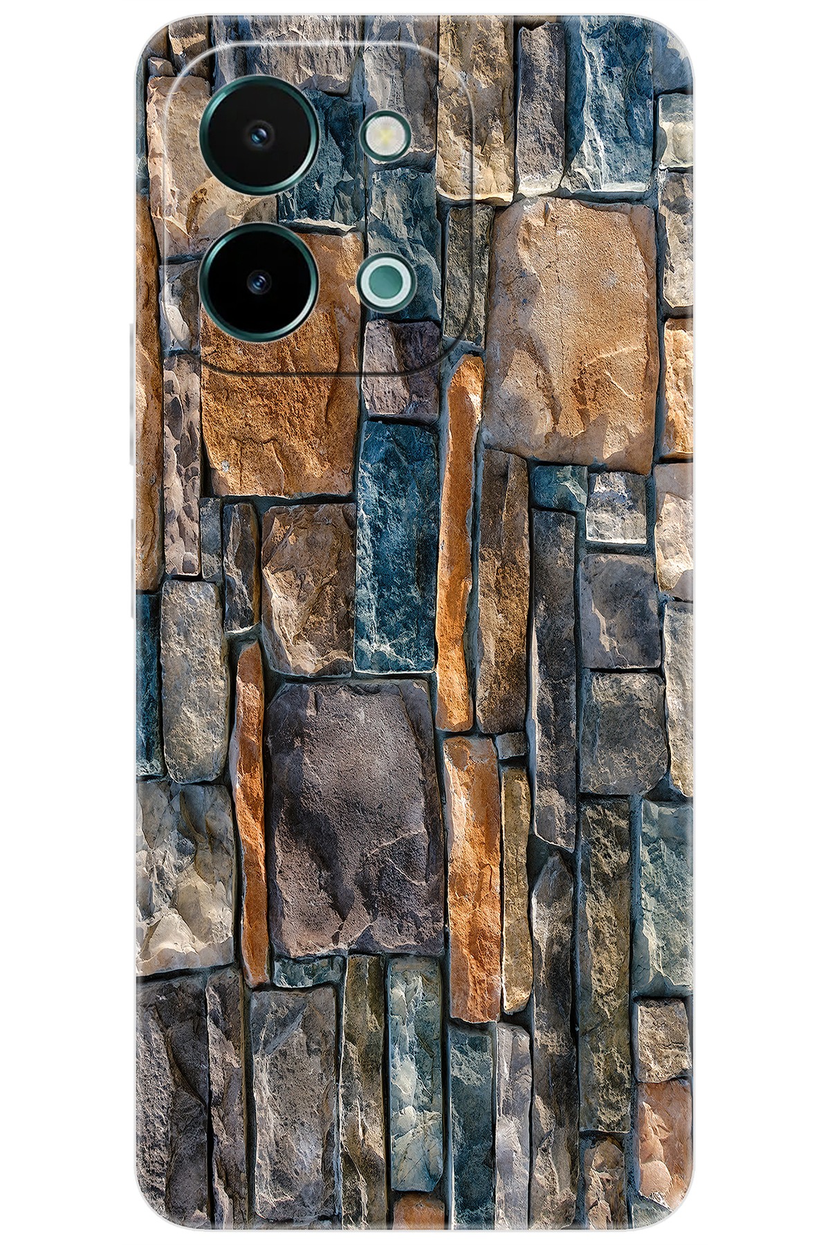 Vivo Y28 (V2352) Compatible Sheath Pattern Printed Silicone Stone Wall NGO:233 CP-Pe9fwAW
