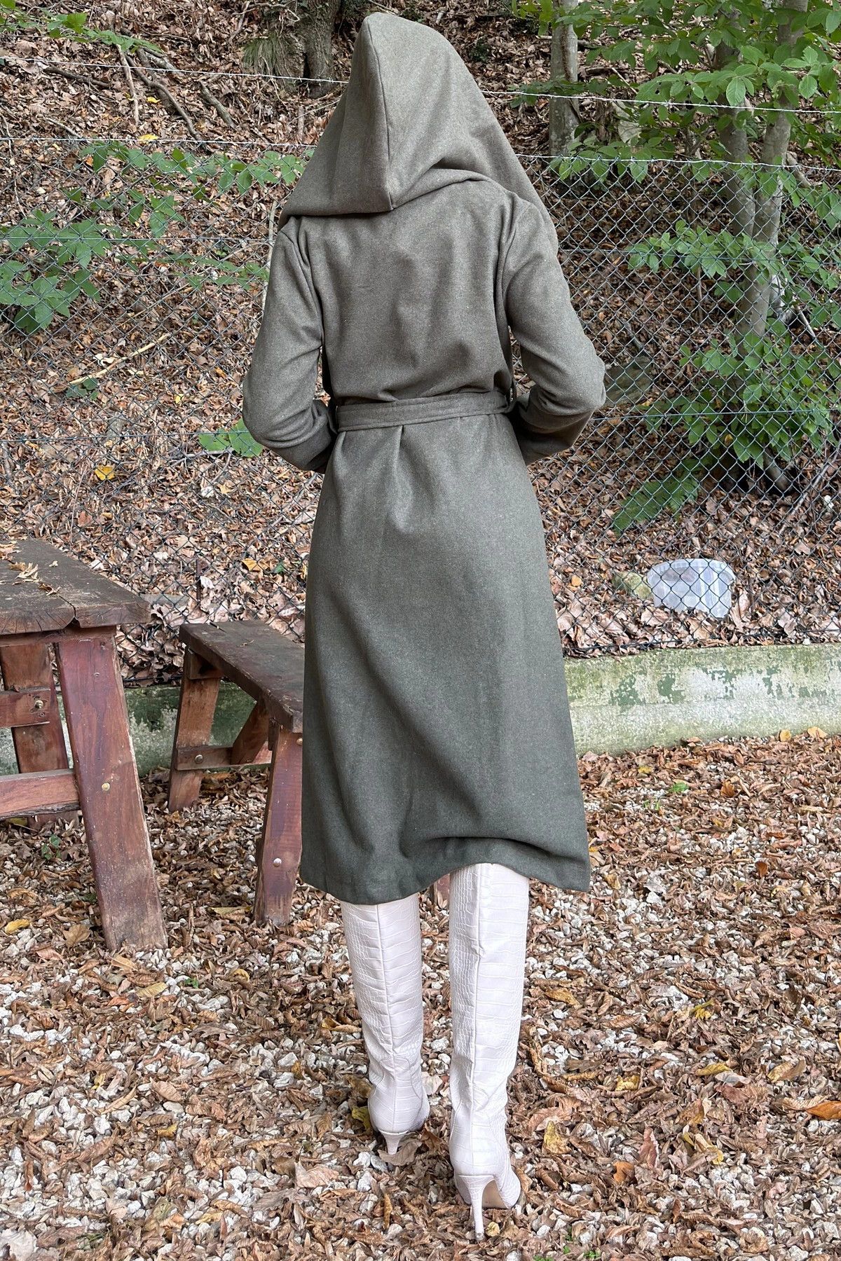 NEW LAVİVA-Khaki Stamp Coat - Double Breasted Neckline, Hood, Double Pockets and Waist Belt (No Lining) 6