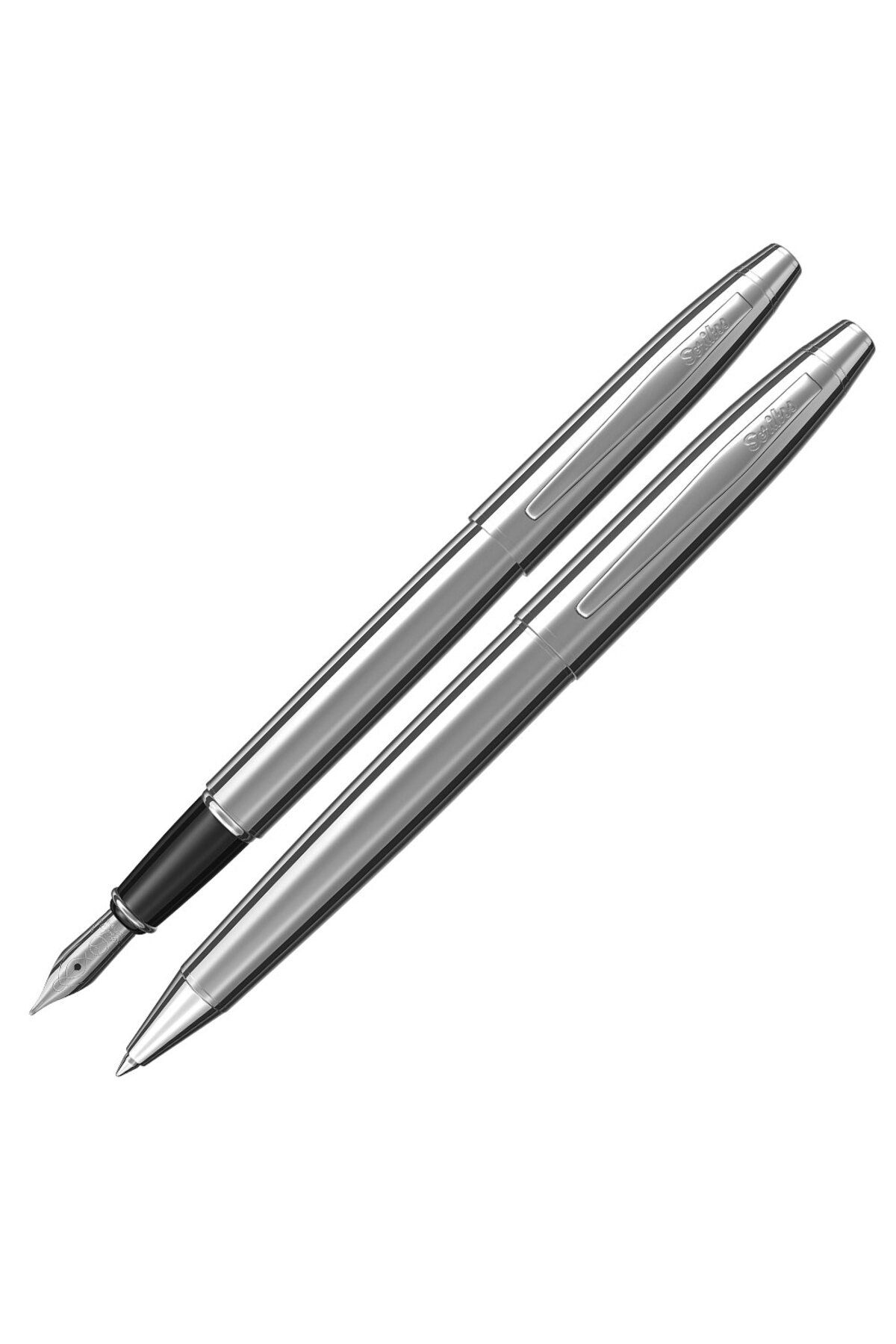 Scrikss-35 Fountain-ballpoint Pen Set in Chrome Luxury Box 1