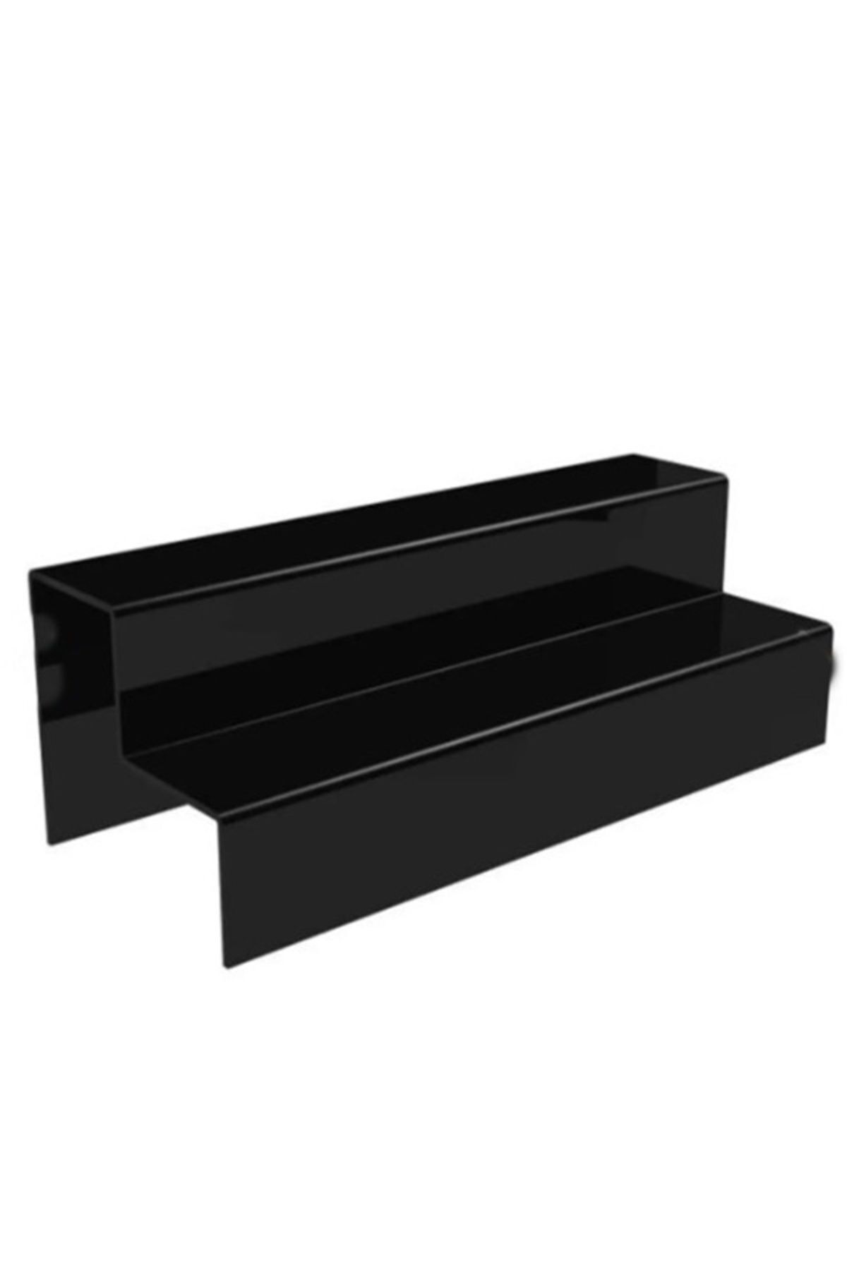 Destek Ayaklı Pleksi 2 Katlı Merdiven Stand Siyah 2 Basamak En 40 Cm Akrilik Basamak Genişlik 9 Cm