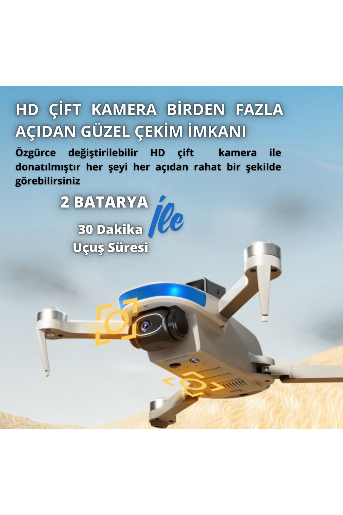 piha B6 Minidrone 2batarya Ile 30dakika Uçuş Beni Takip Et Gps 1080p Hd Çift Kamera Engelden Kaçınma