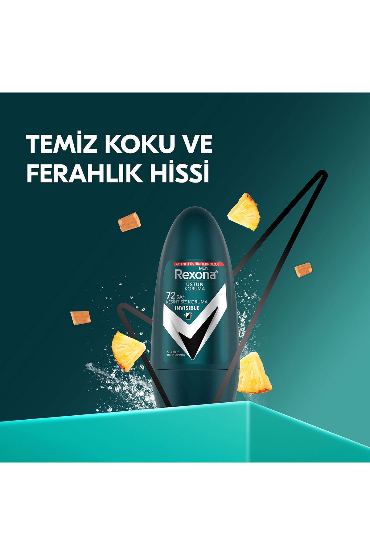 دئودورانت رول اون مردانه اینویسیبل با 72 ساعت حفاظت مستمر و فرمول بدون الکل – 50 میلی‌لیتر Rexona