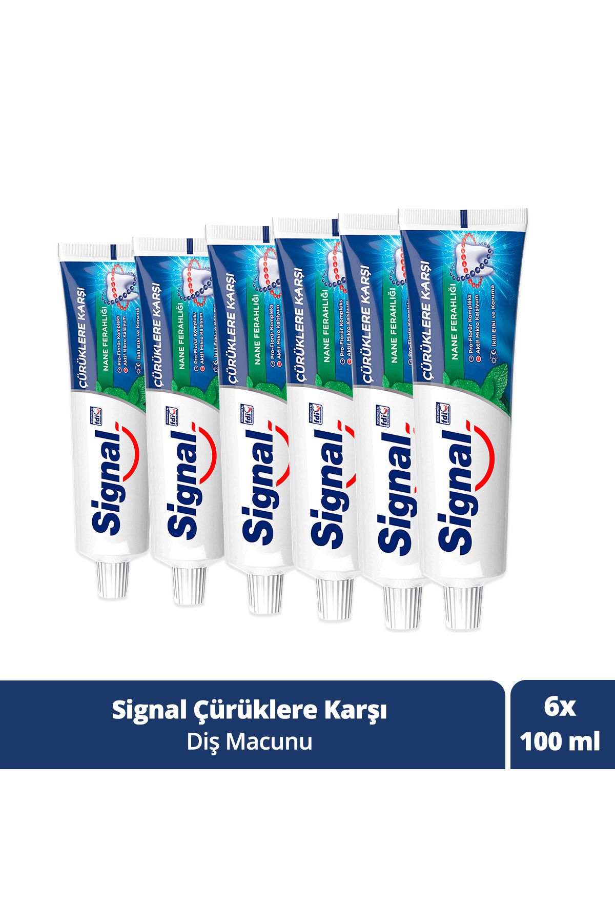 Signal Diş Macunu Çürüklere Karşı Nane Ferahlığı 100 ml X6