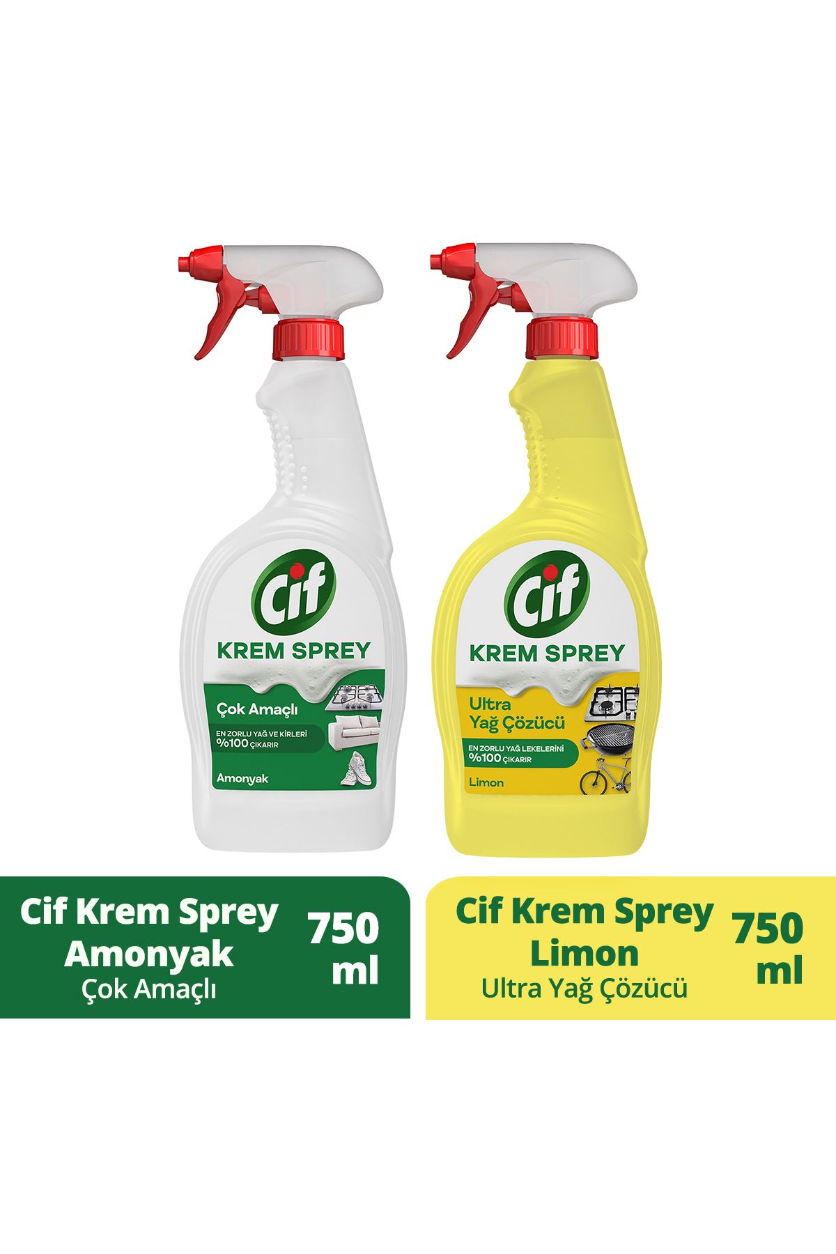 Cif Yüzey Temizleyici Sprey Krem Sprey Ultra Yağ Çözücü 750 Mlx1 Krem Sprey 750 ml X1