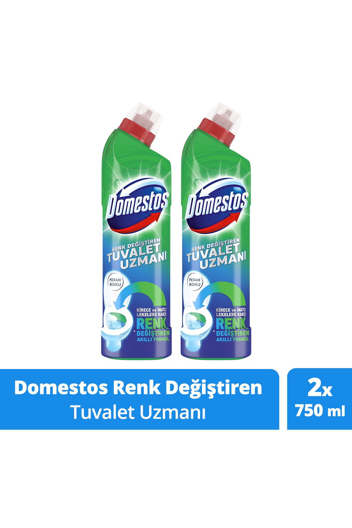 Domestos Tuvalet Temizleyici Renk Değiştiren Tuvalet Uzmanı Kireç Çözücü 750 ml 2 Adet