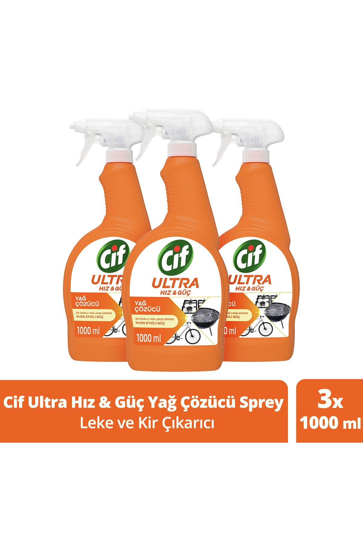 Cif Ultra Hız & Güç Yağ Çözücü Sprey Leke Ve Kir Çıkarıcı 1000 ml