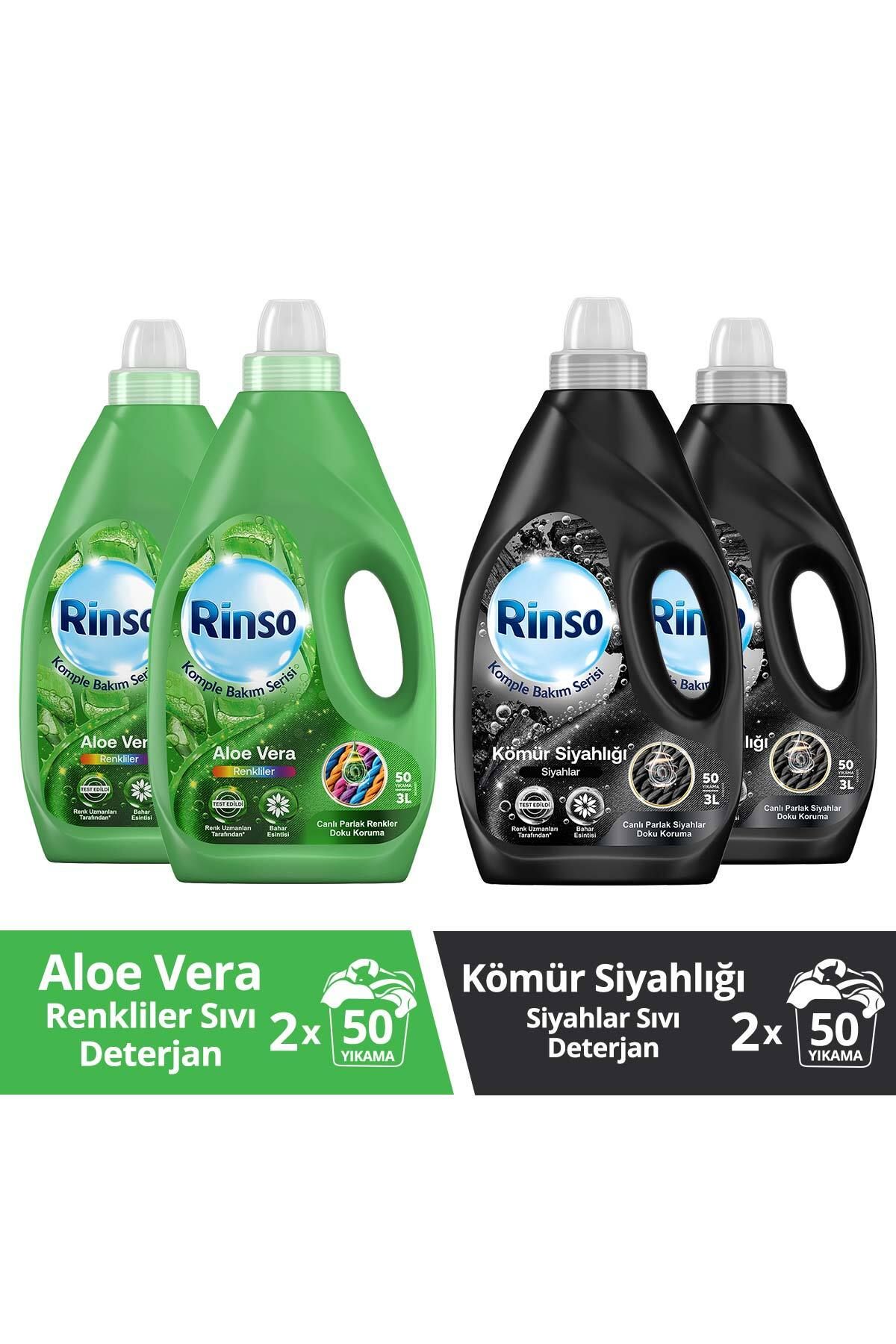 Rinso Sıvı Deterjan Aloe Vera Renki 3lt 2adet Sıvı Deterjan Kömür Siyahlığı Siyah 3lt 2adet