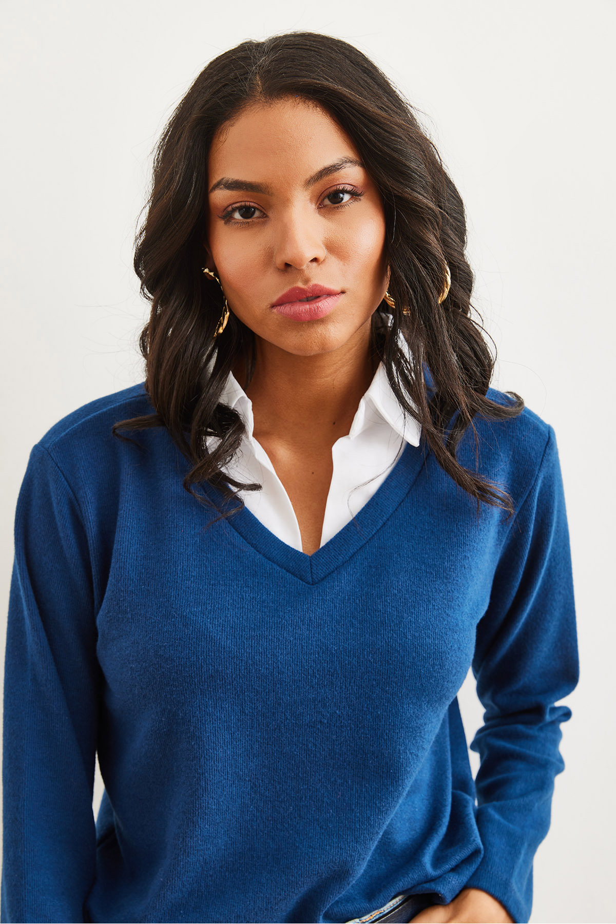 Olalook Női sötétkék inggallér részletes Thessaloniki blúz BLZ- 19002777