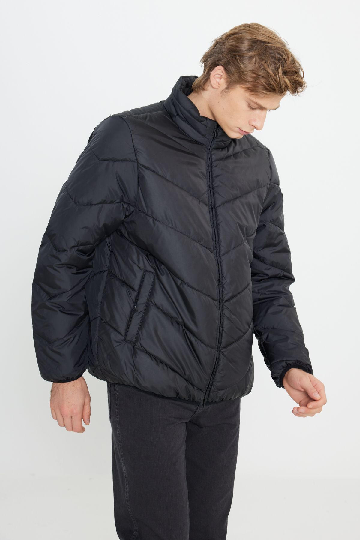 کاپشن مشکی مردانه سیاه به طور منظم مناسب کت و شلوار برش عمودی سفید تورم Wrangler