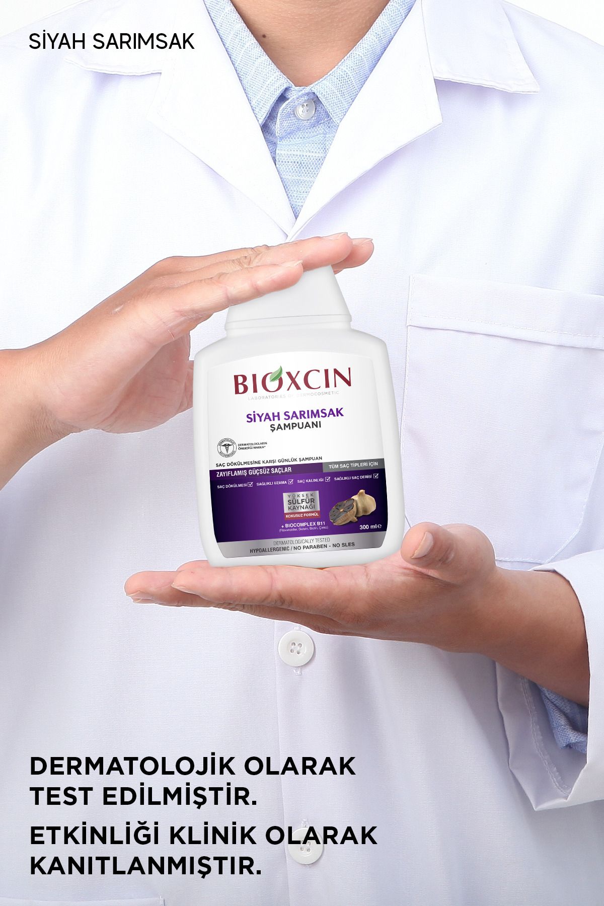 Bioxcin-Șampon negru cu usturoi 300 ml - Șampon împotriva căderii și subțierii părului 7