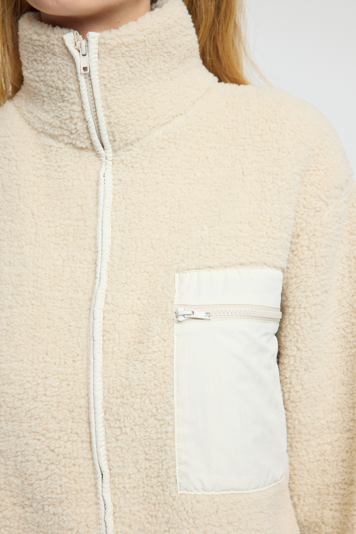 Trendyolmilla  Winter Essentials Taş Kalın Polar Fermuarlı Dik Yaka Cepli Örme Sweatshirt TWOAW24SW00071 - Görsel 4