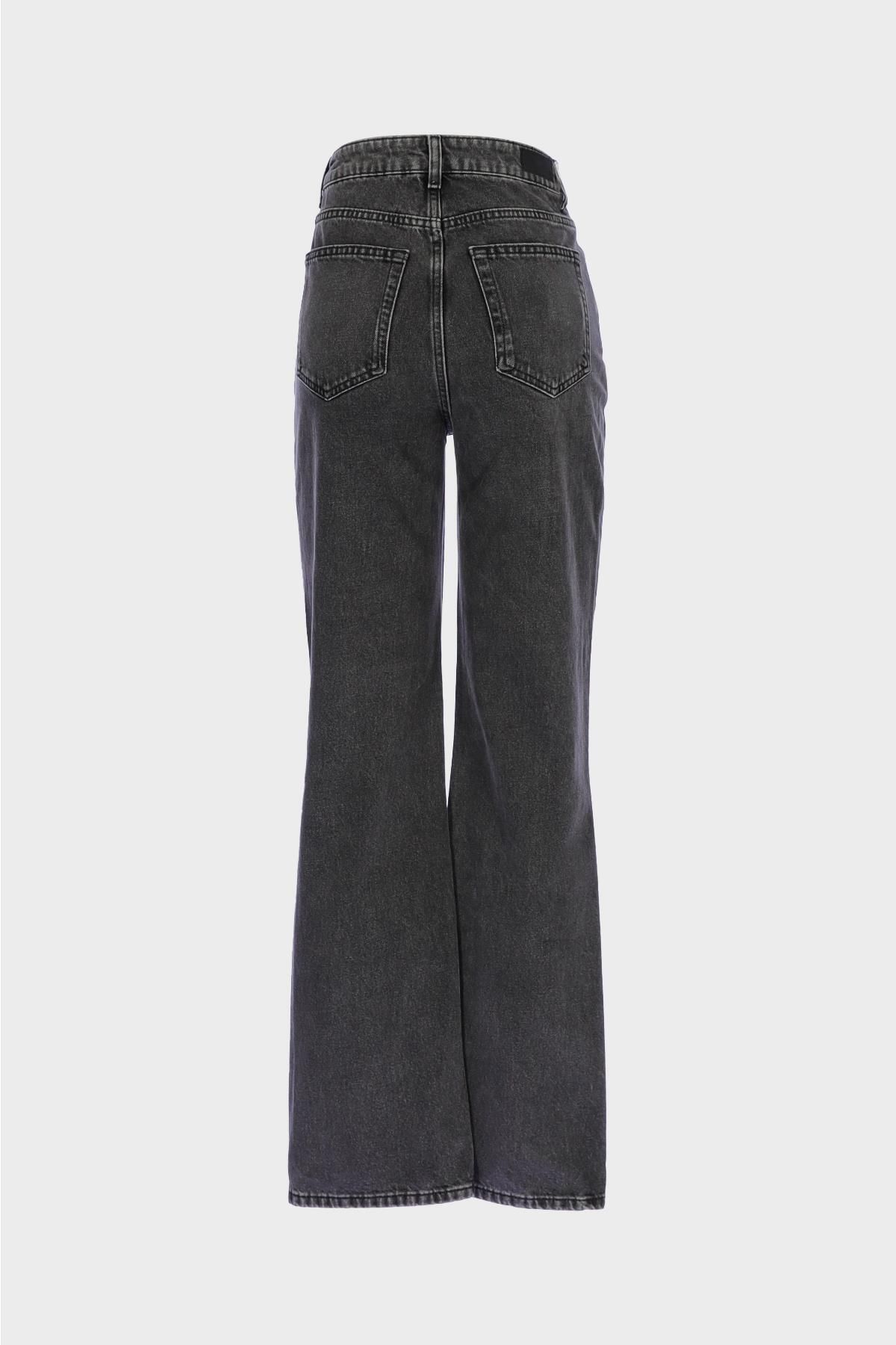 CROSS JEANS-Weslie High Waist Anthracite Wideleg Jeans with String Outwears and Buttons C 4530-080 2