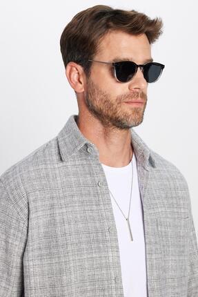 Tudors Erkek Regular Fit Klasik Kesim Oduncu Tek Cepli Armürlü Gri Kışlık Gömlek