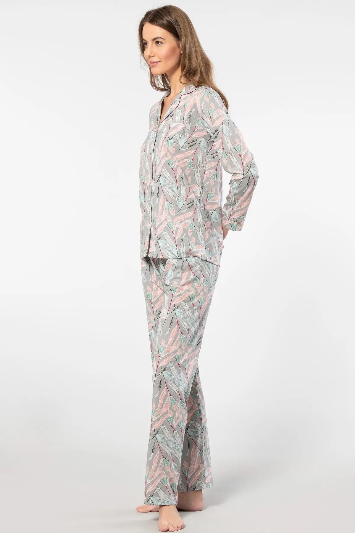 TÜREN-Women's Pajama Set - Buttoned, 50% Modal, 50% Cotton 2