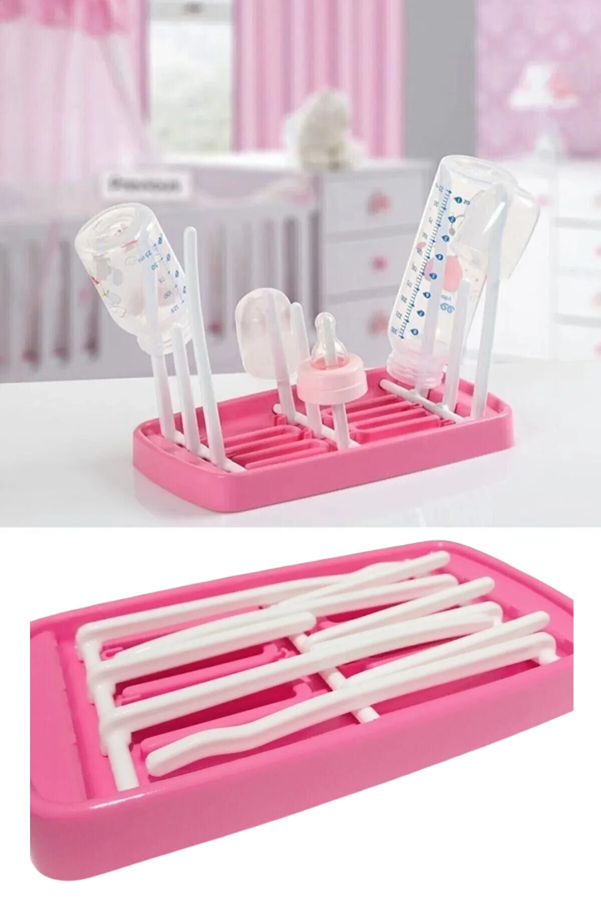 CocoVia ( 2'li Pratik Biberon Set ) Biberon Kurutucu + Temizleme Fırçası - Bebek Biberon 2'li Seti fotoğrafı 3 (önizleme)