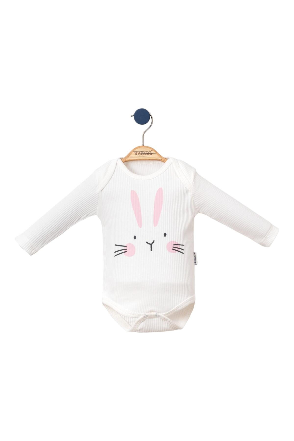 Necix's Tavşan Baskılı Kız Bebek Çıtçıtlı Badi ve Patikli Alt Üç Adet İkili Takım fotoğrafı 2 (önizleme)