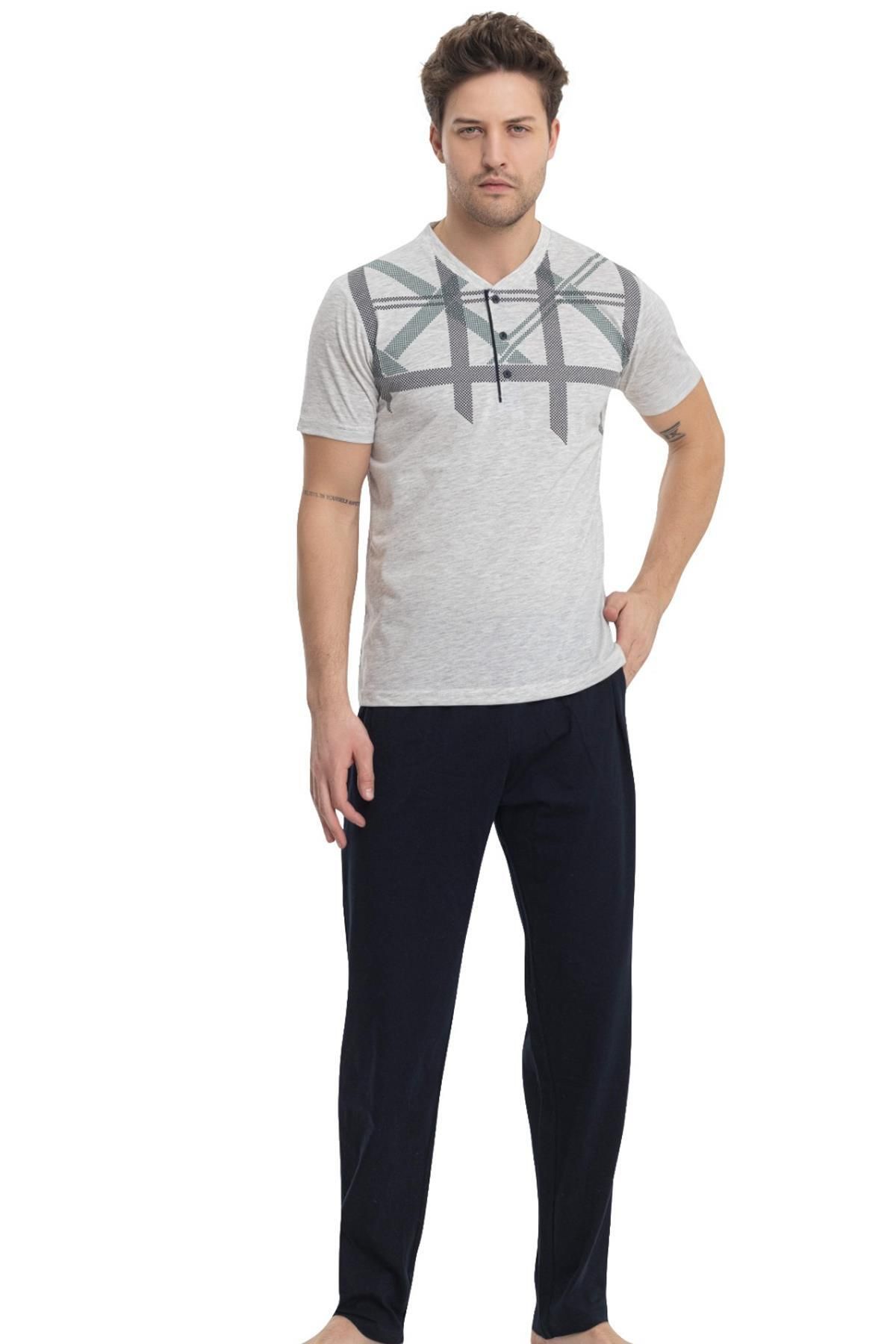 Erse %100 Pamuklu Kısakol Erkek Pijama Takım