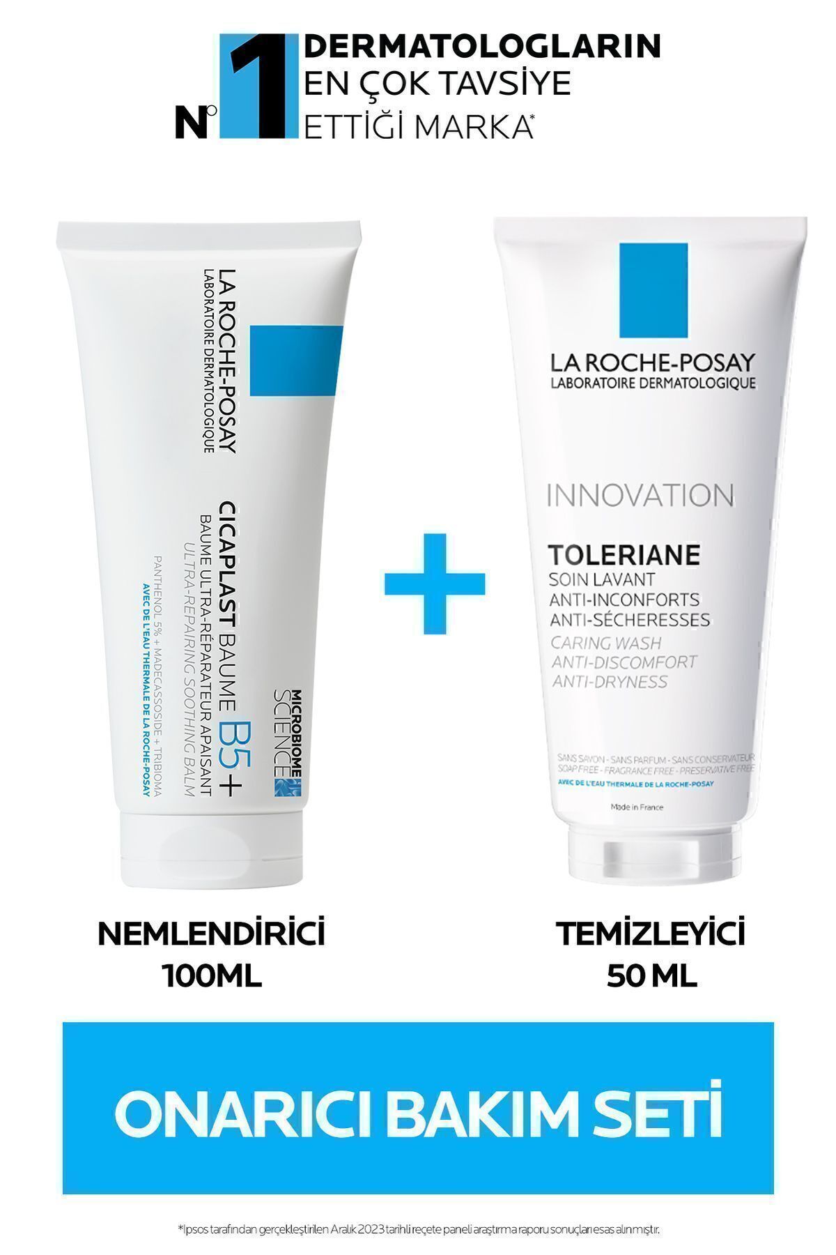 La Roche Posay Onarıcı Cilt Bakım Seti: Cicaplast Baume Nemlendirici 100ml &Toleriane Caring Wash Temizleyici 50ml