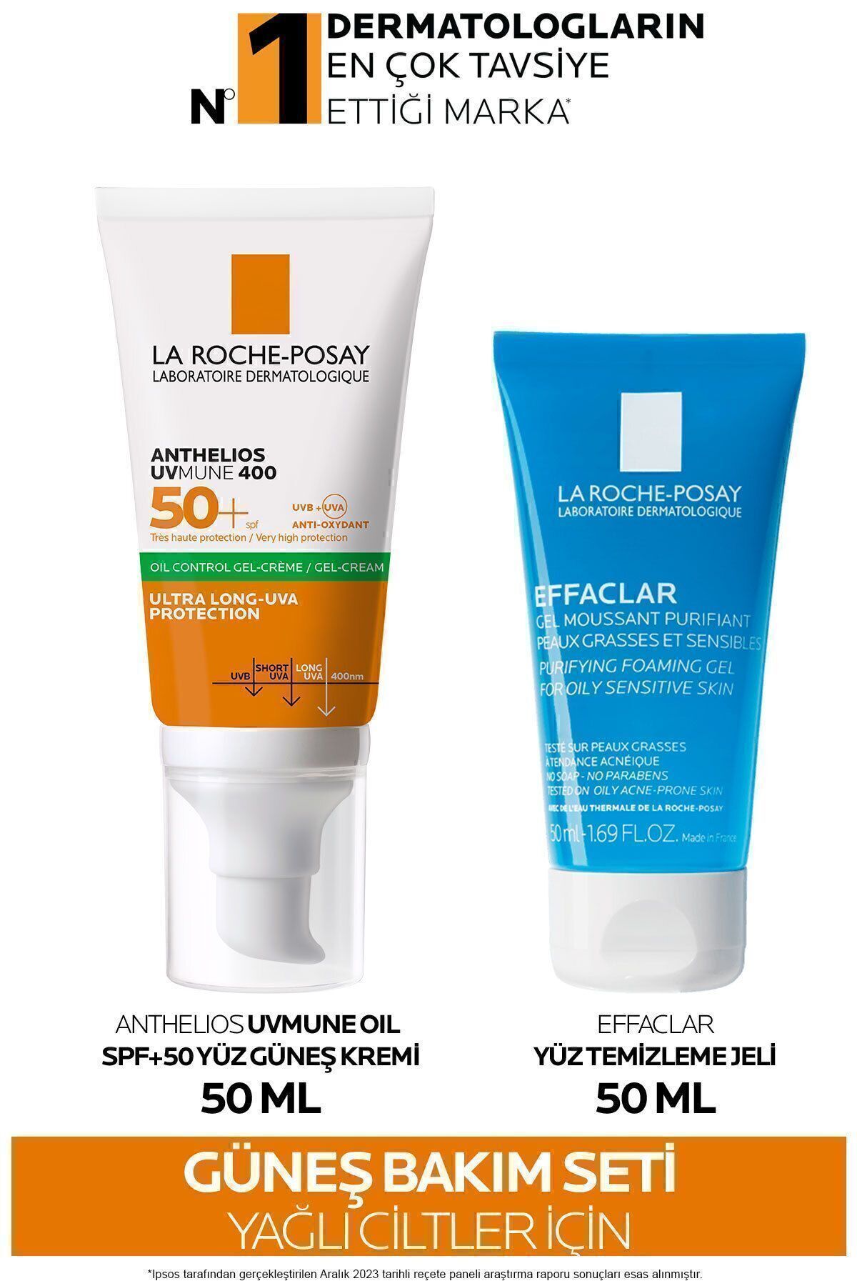 La Roche Posay Sivilceye Eğilimli Ciltler İçin Cilt Bakım Seti: Yüz Temizleme Jeli &Anthelios SPF50+ Güneş Kremi