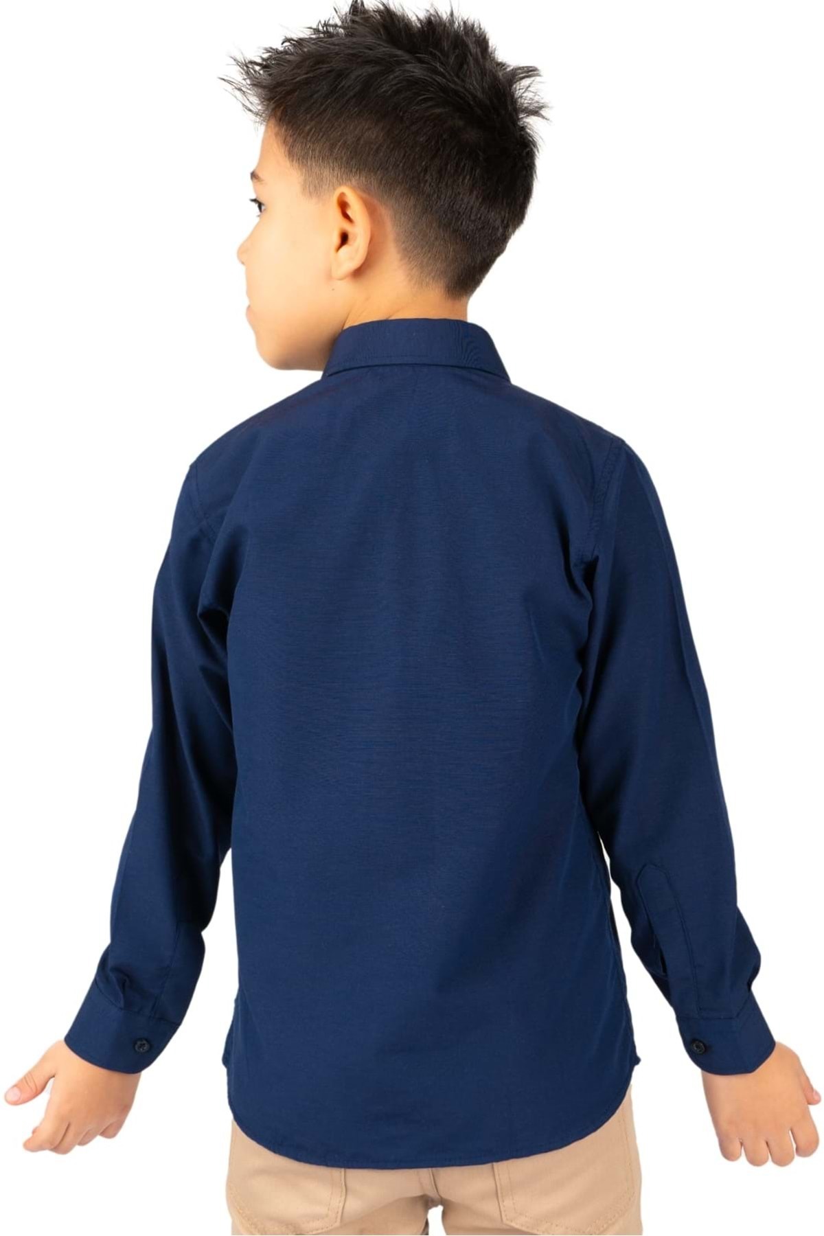 Mnk Baby&Kids Düz Renk Erkek Çocuk Gömlek MNK0575 LACİVERT fotoğrafı 2 (önizleme)