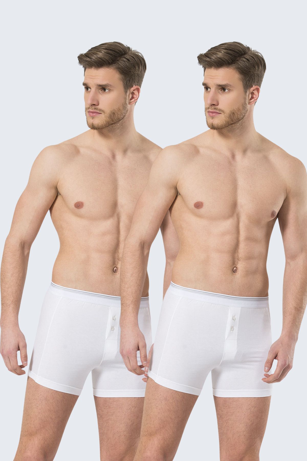 TÜREN-135 White 2-Piece Men's Lycra Buttoned Boxers 2