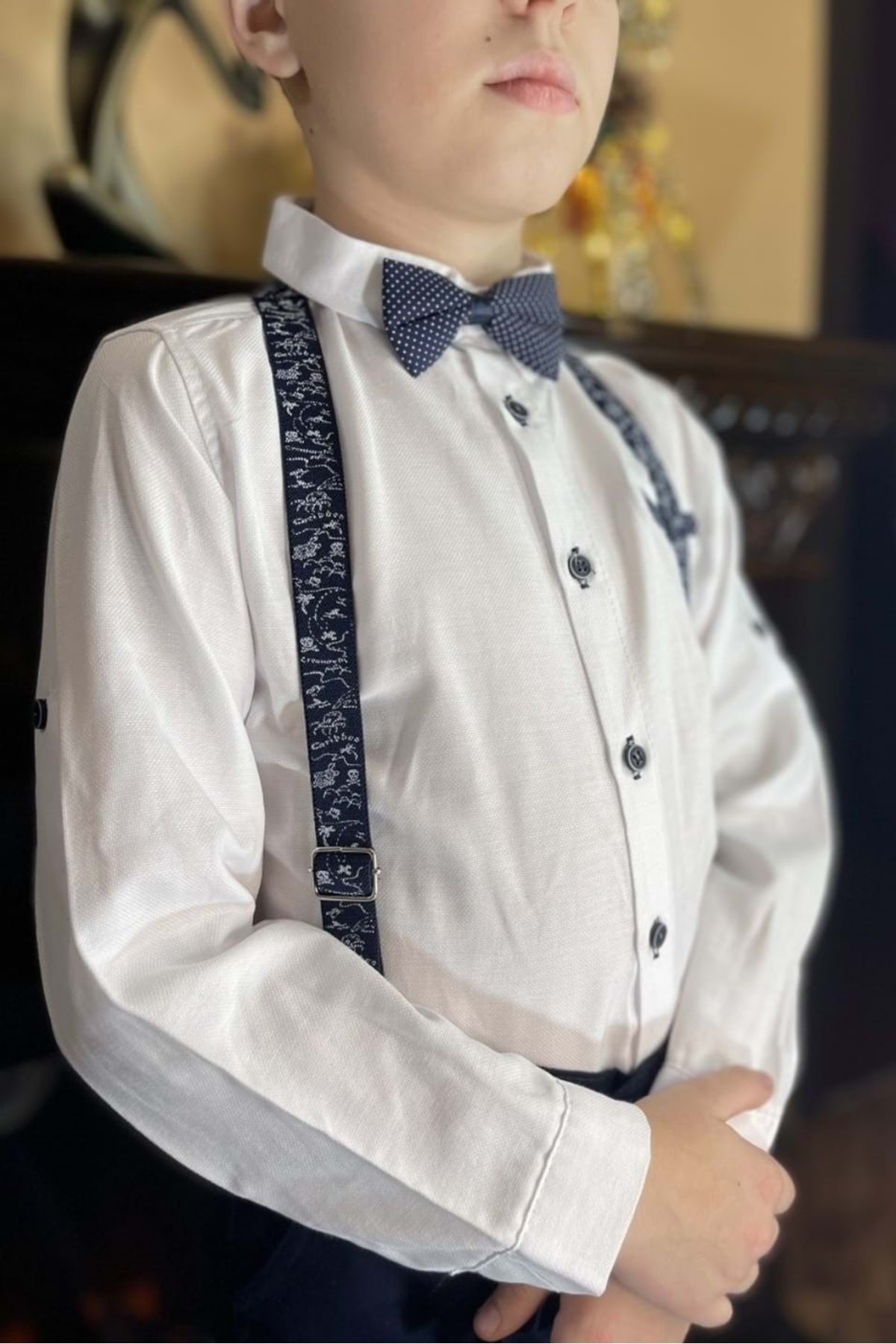 Mnk Oxford Gömlek Uzun Pantolon Erkek Çocuk Takımı MNK0302 BEYAZ fotoğrafı 3 (önizleme)