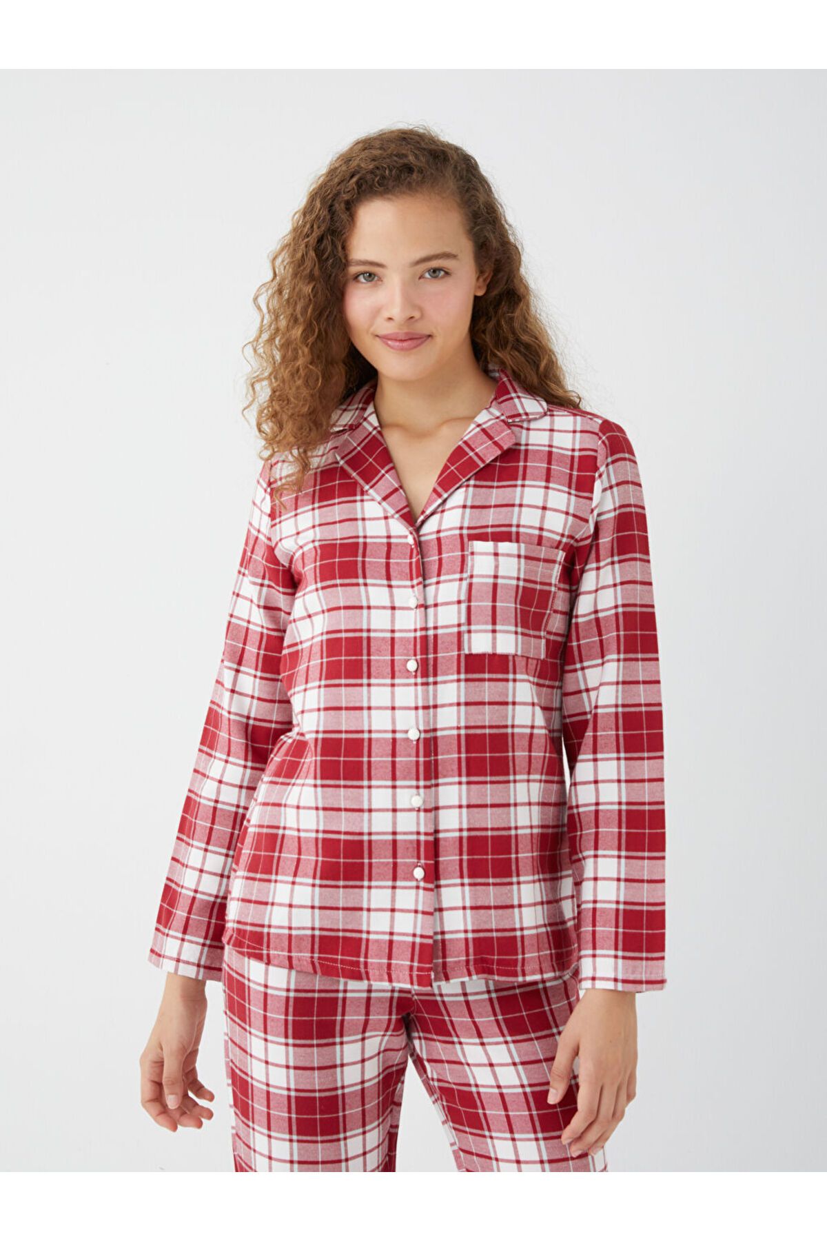 LC Waikiki-LCW DREAM Plaid Shirt Collar Long Sleeve Women's Pajamas Set 2