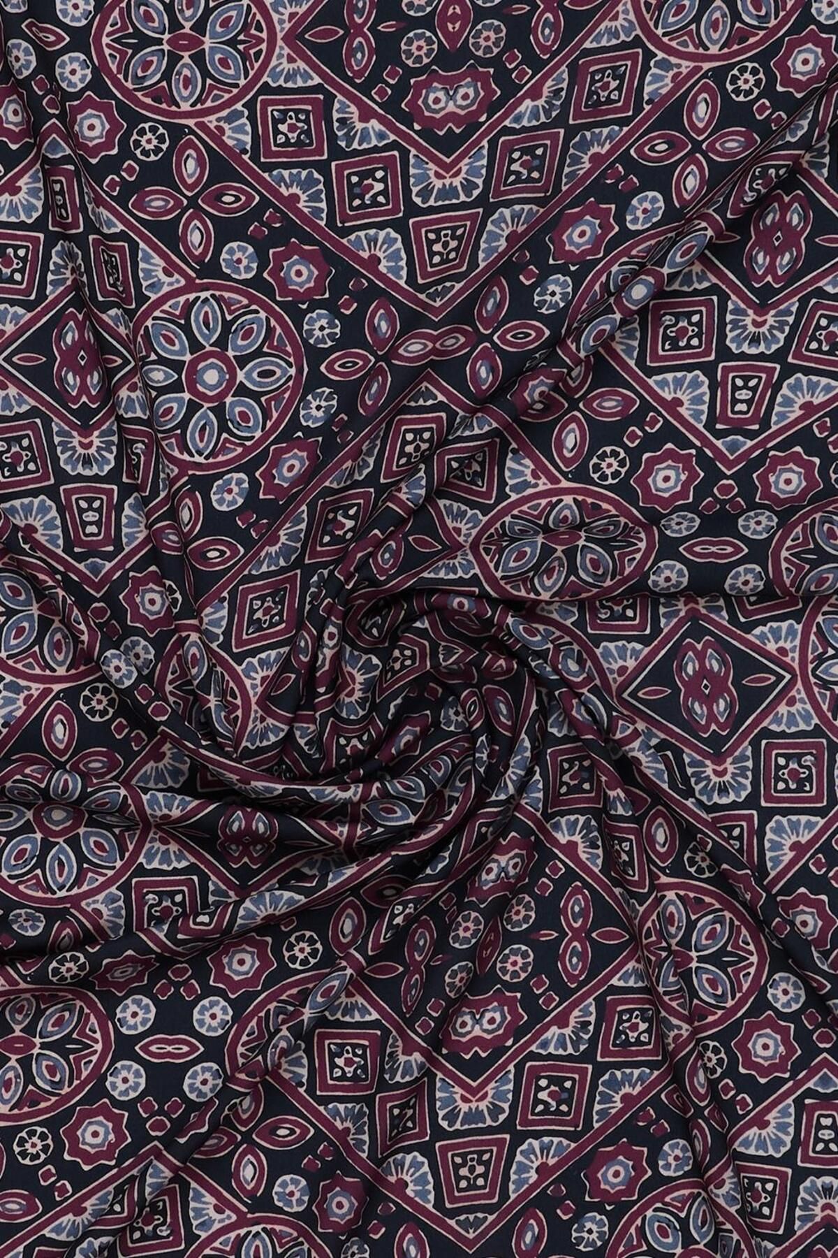 Qef-Palm Patterned Daily Print Shawl 7