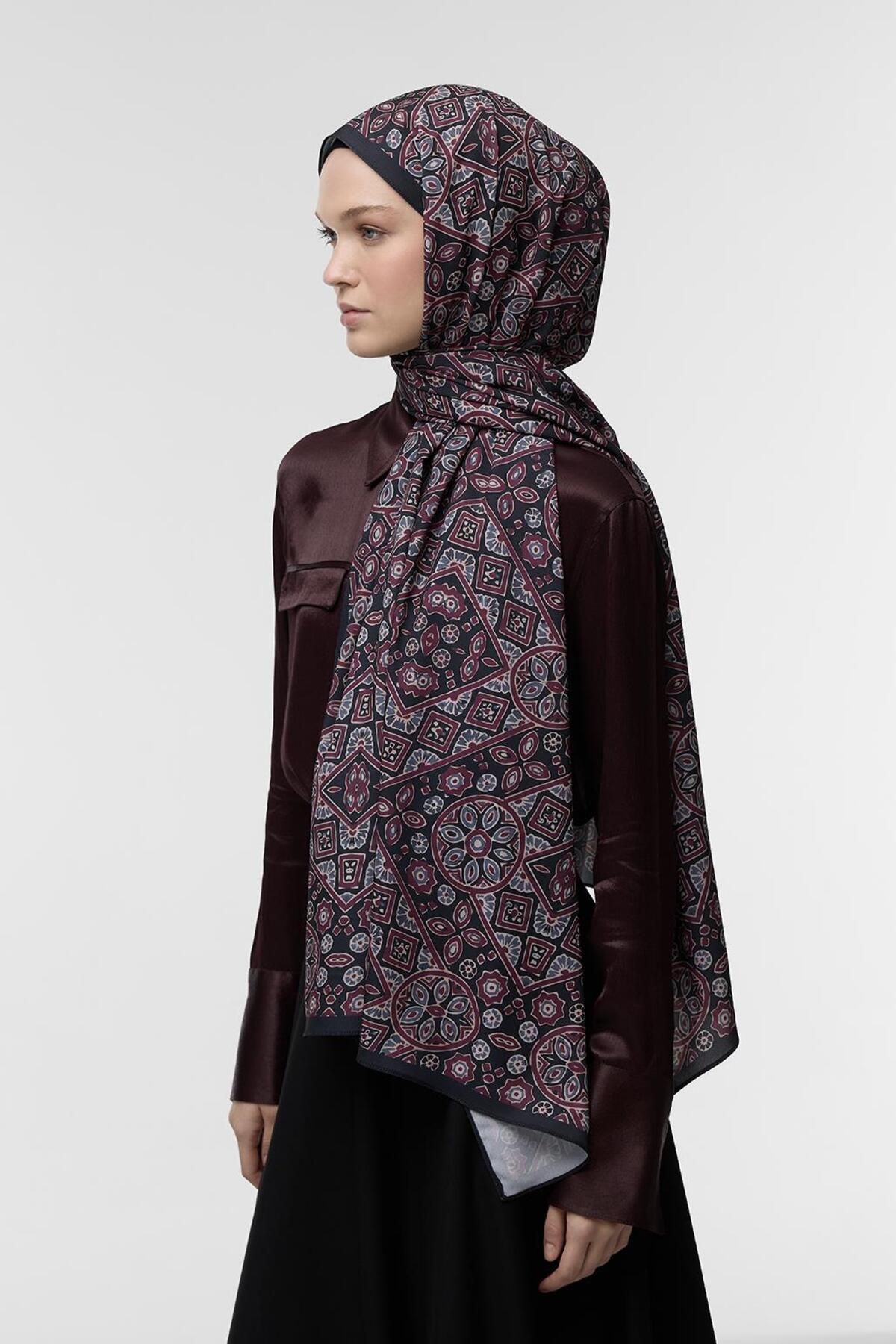 Qef-Palm Patterned Daily Print Shawl 4