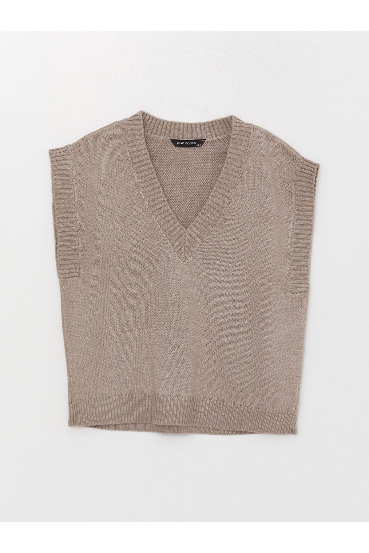 LC Waikiki-LCW Modest Damen-Strickpullover in Übergröße mit V-Ausschnitt 6