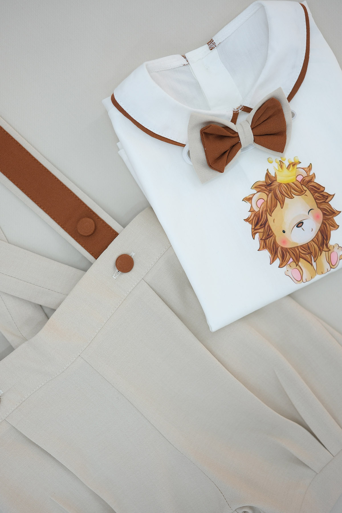 annerüyası BEBEK ASLAN BASKILI ŞORT SALOPET TAKIM fotoğrafı 4 (önizleme)