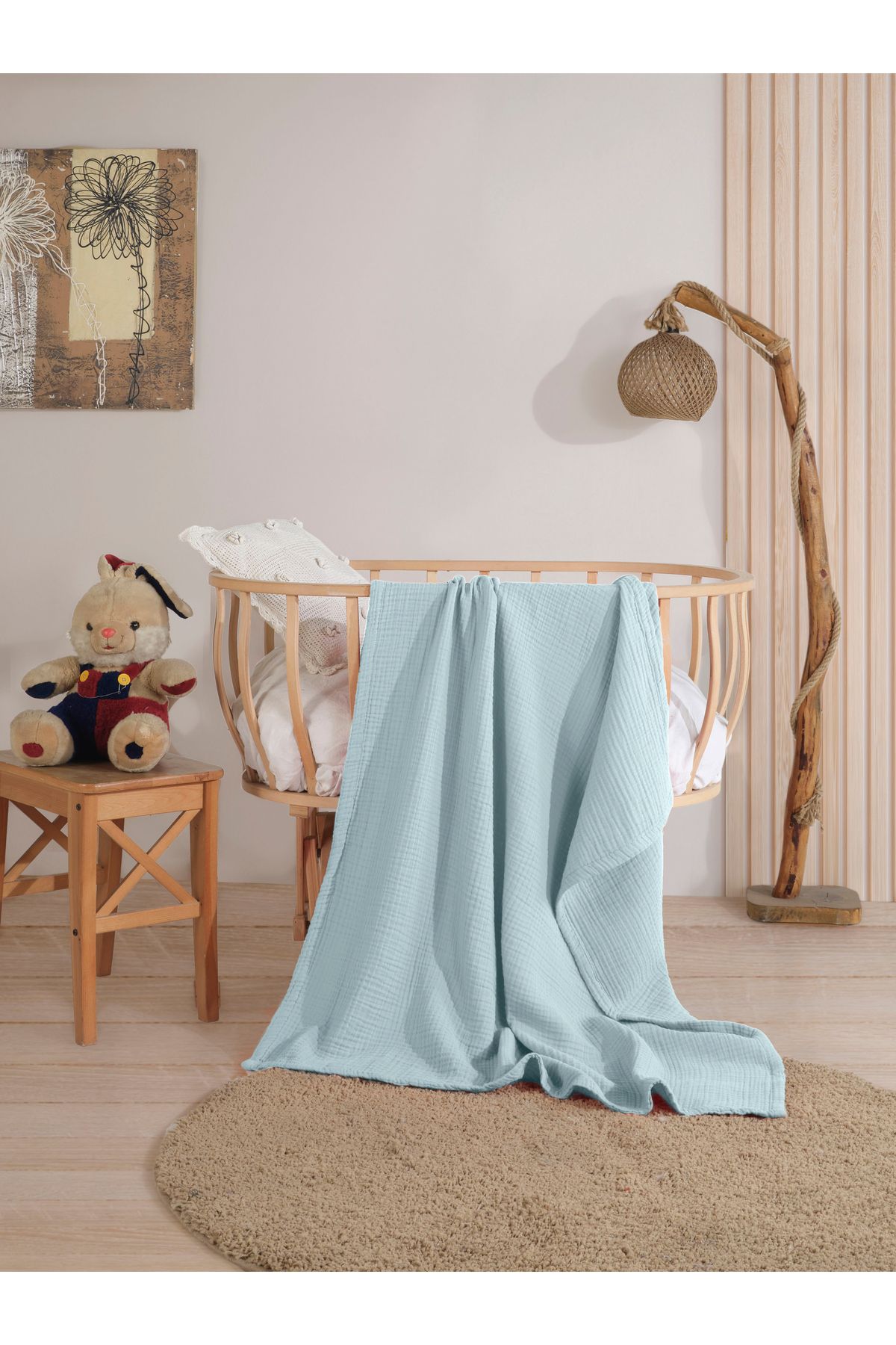 destinyhometex %100 Pamuk 4 Kat Muslin 100x120 cm Bebek Yatak Örtüsü