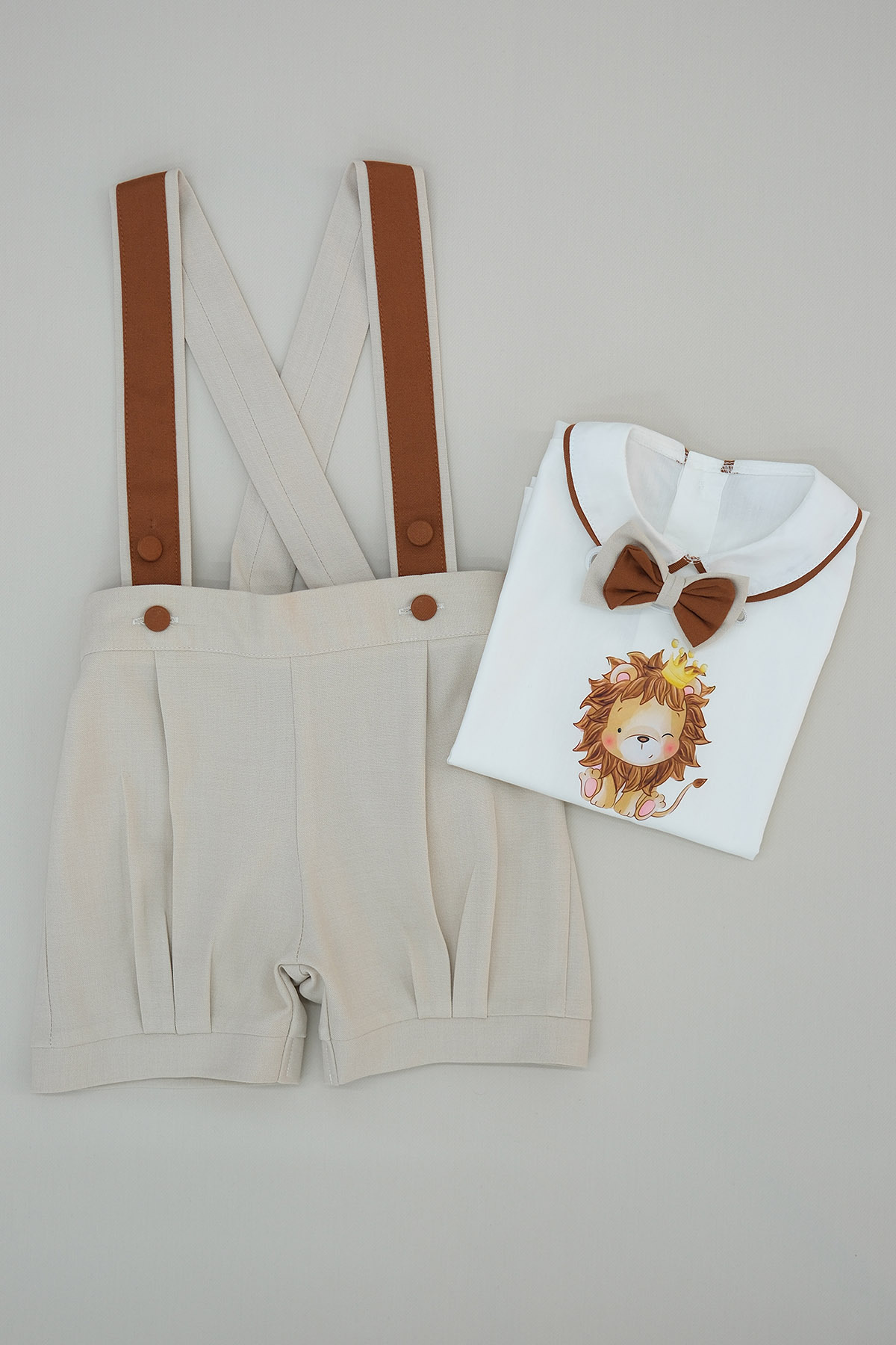 annerüyası BEBEK ASLAN BASKILI ŞORT SALOPET TAKIM fotoğrafı 3 (önizleme)