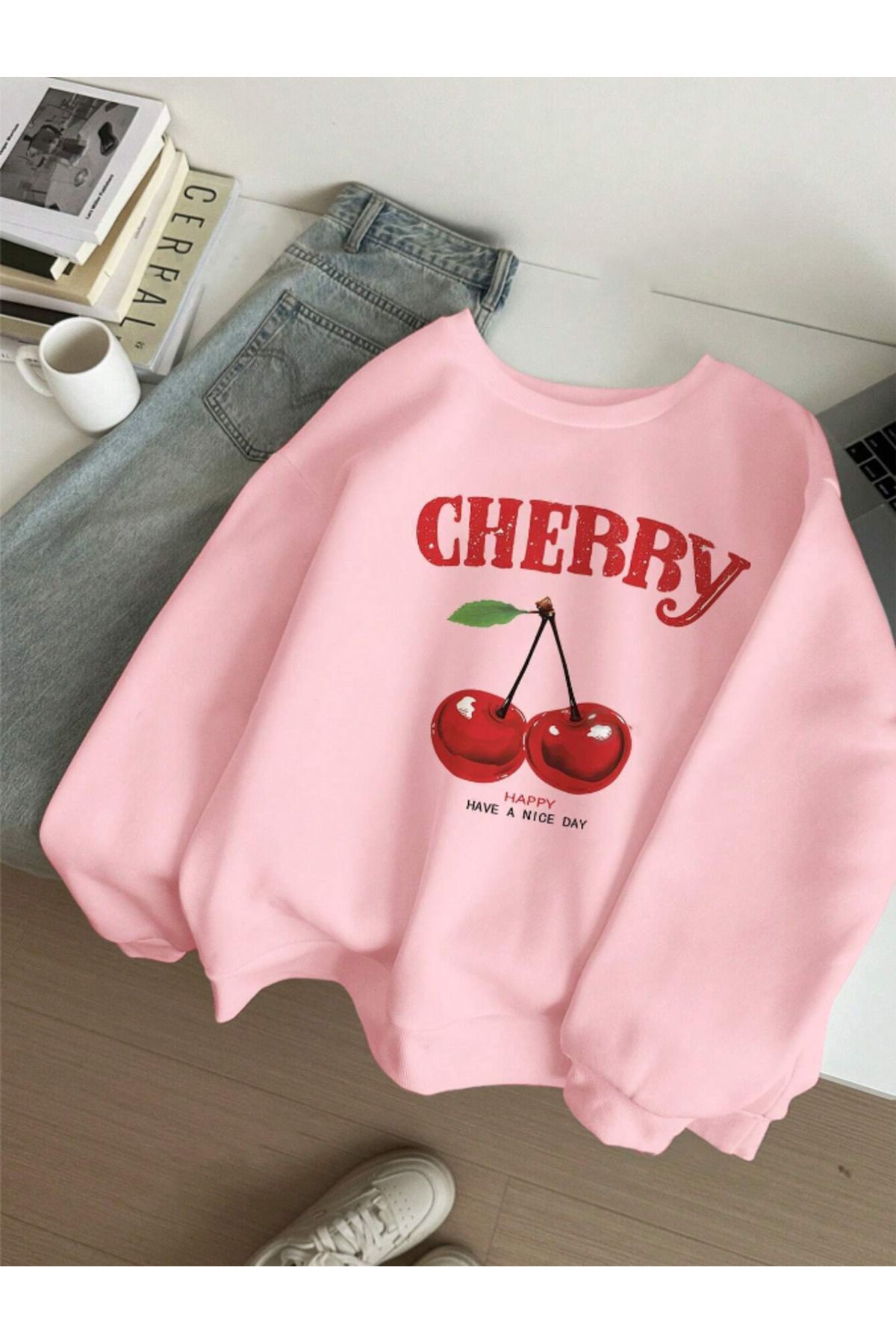 ژاکت نخی یقه خدمه ریواسر یونیسکس مردانه و زنانه CHERRY رنگی خاص