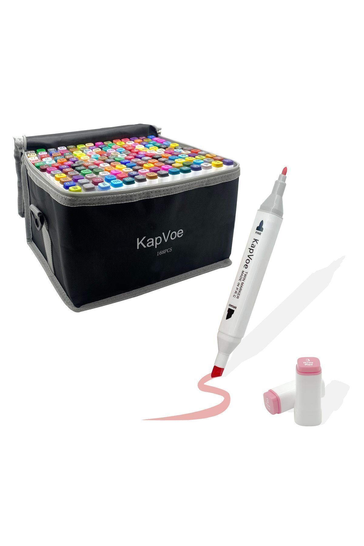 KAPVOE-168-Piece Double Tip Touch Marker Art Design Kurecolor Twin Marker Pen Set Portable Bag Imported 2