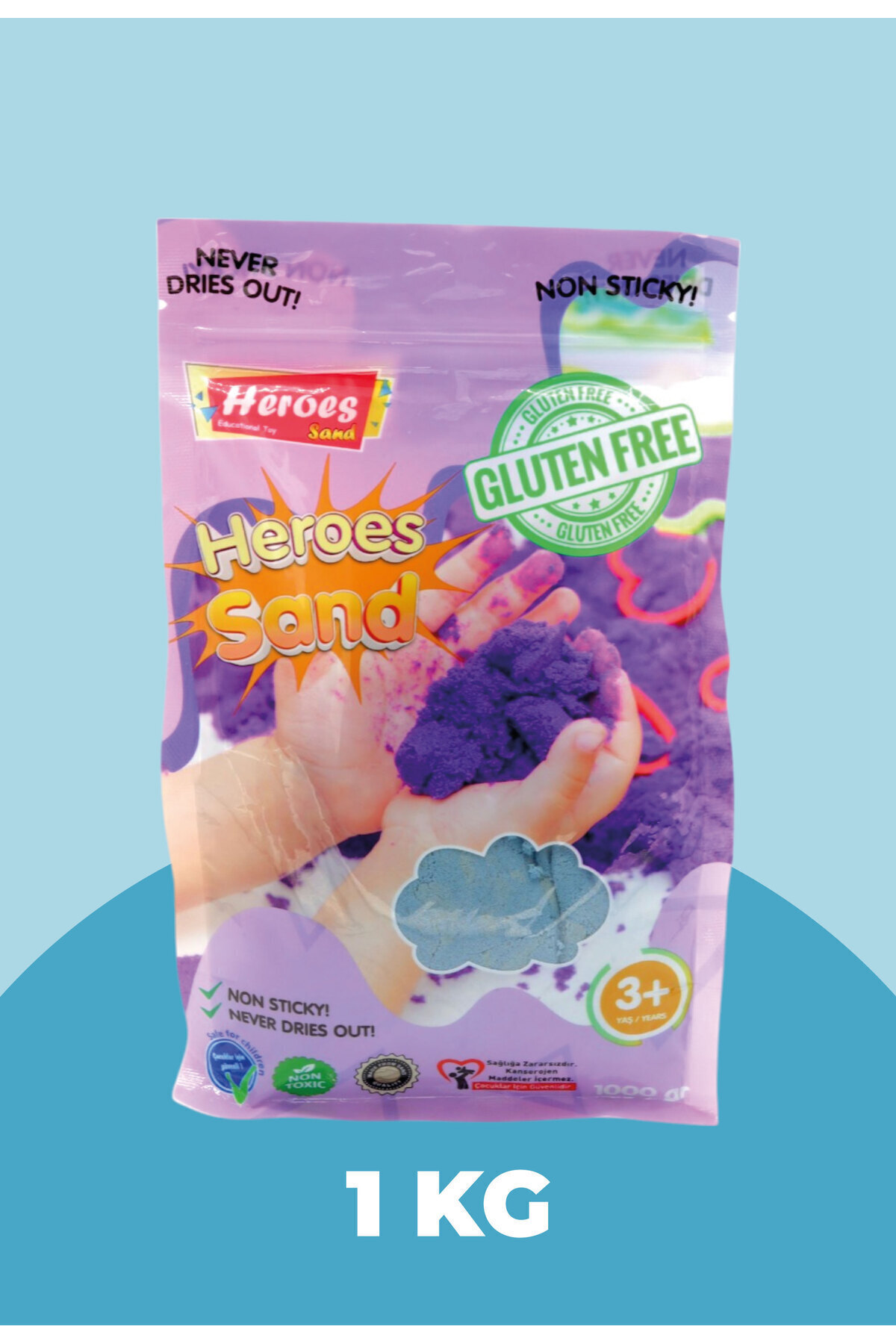 HEROES Kinetik Kum 1000 gr - Eğlenceli Akışkan Eğitici Kinetik Oyun Kumu Mavi
