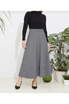 Tuğba Ceylin Butik Süet leopar desenli midi boy etek