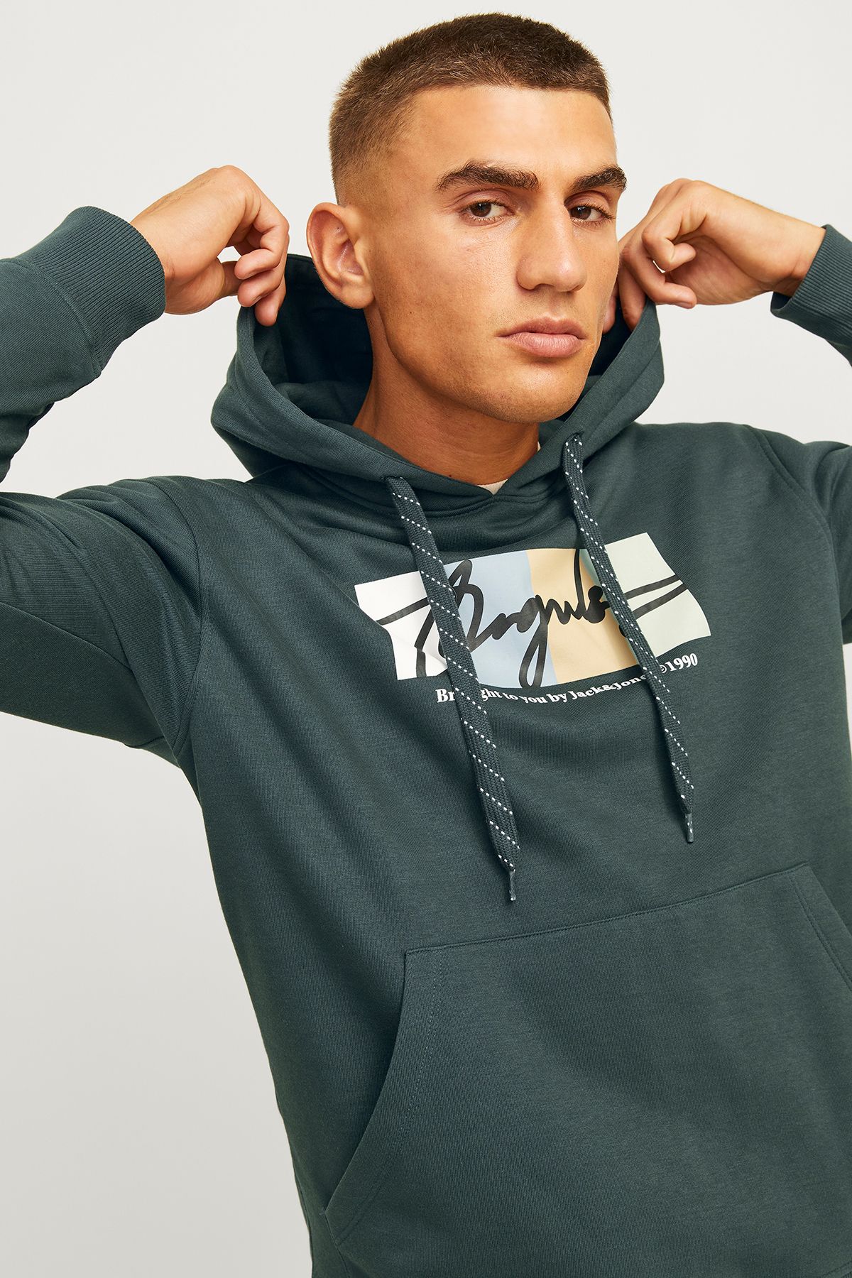SWEAT مردانه SWEAT 12262421 کلاهدار با کلاه معمولی ترکیب پنبه Jorportland اصل Jack & Jones